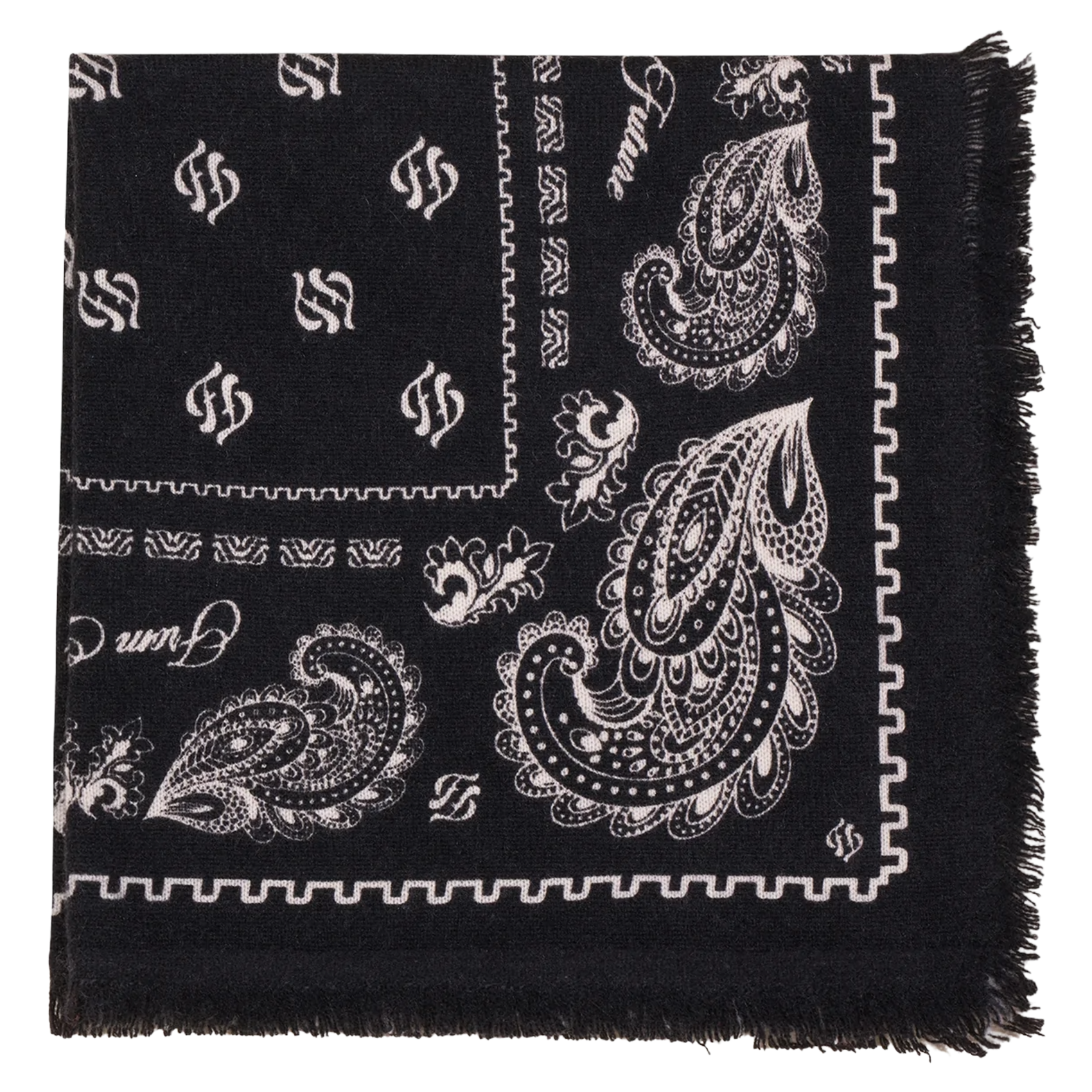 Printed cashmere floaty scarf FROM FUTURE Black