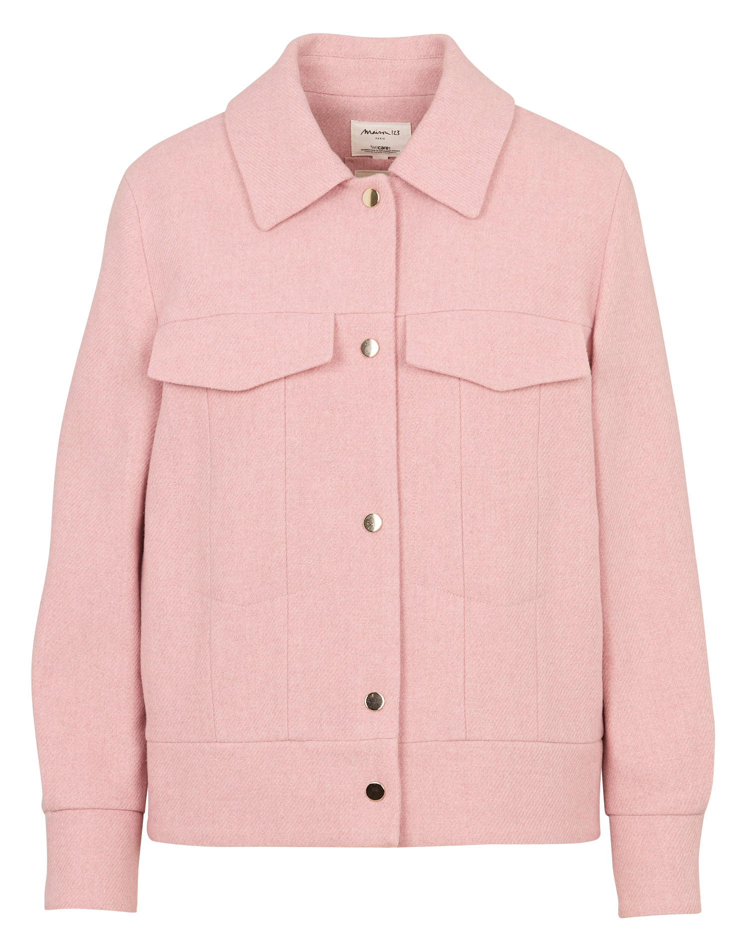 Gerade geschnittene Jacke aus Wollmix mit klassischem Kragen MAISON 123 Rosa