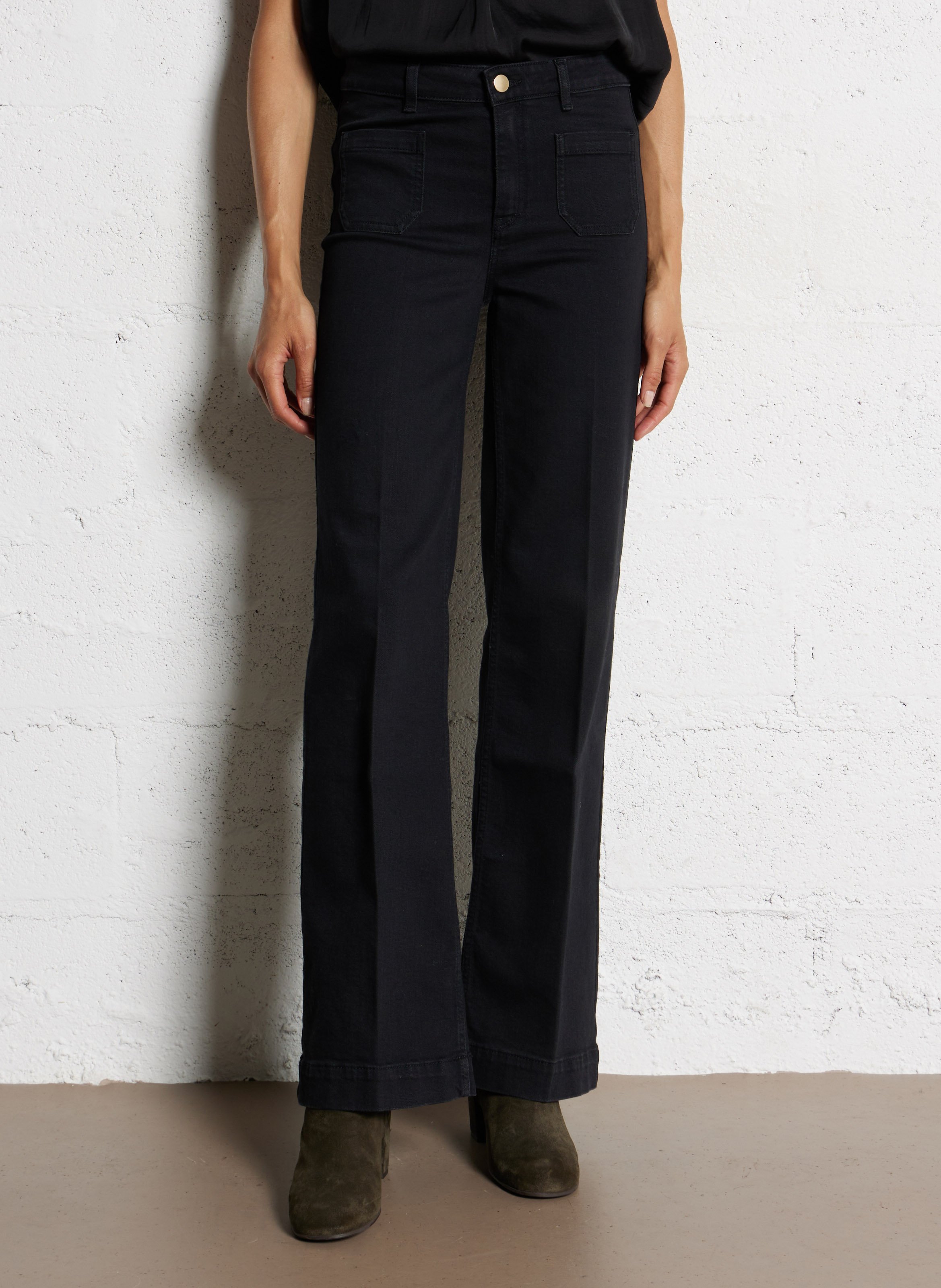 Cotton-blend straight jeans MAISON 123 Black