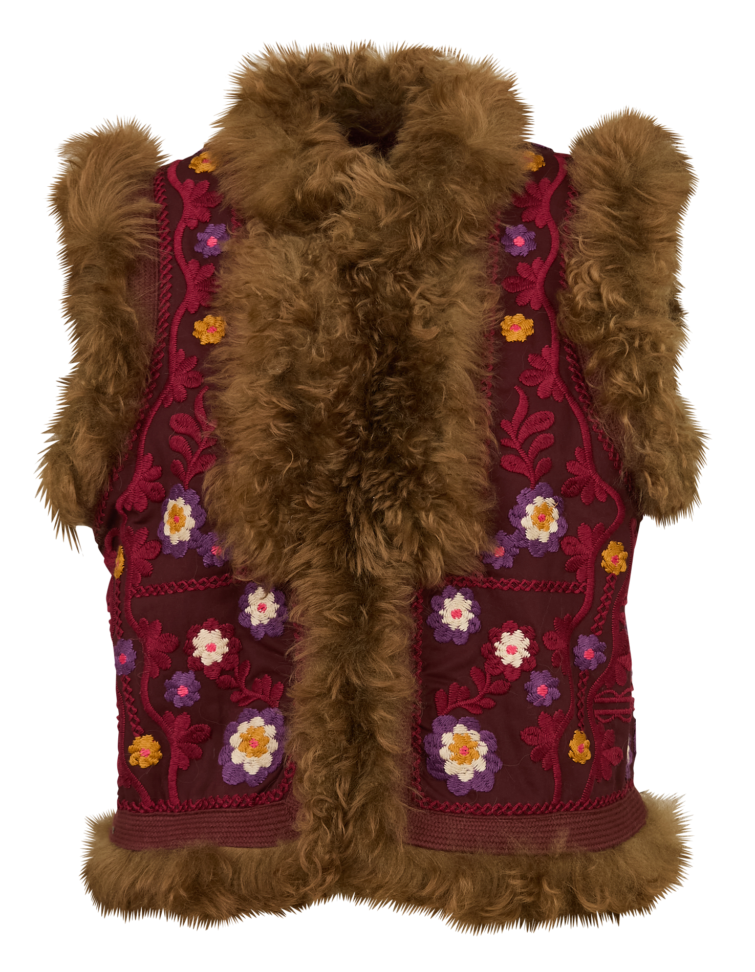 Ärmellose bestickte Wollmischweste ANTIK BATIK Pflaume