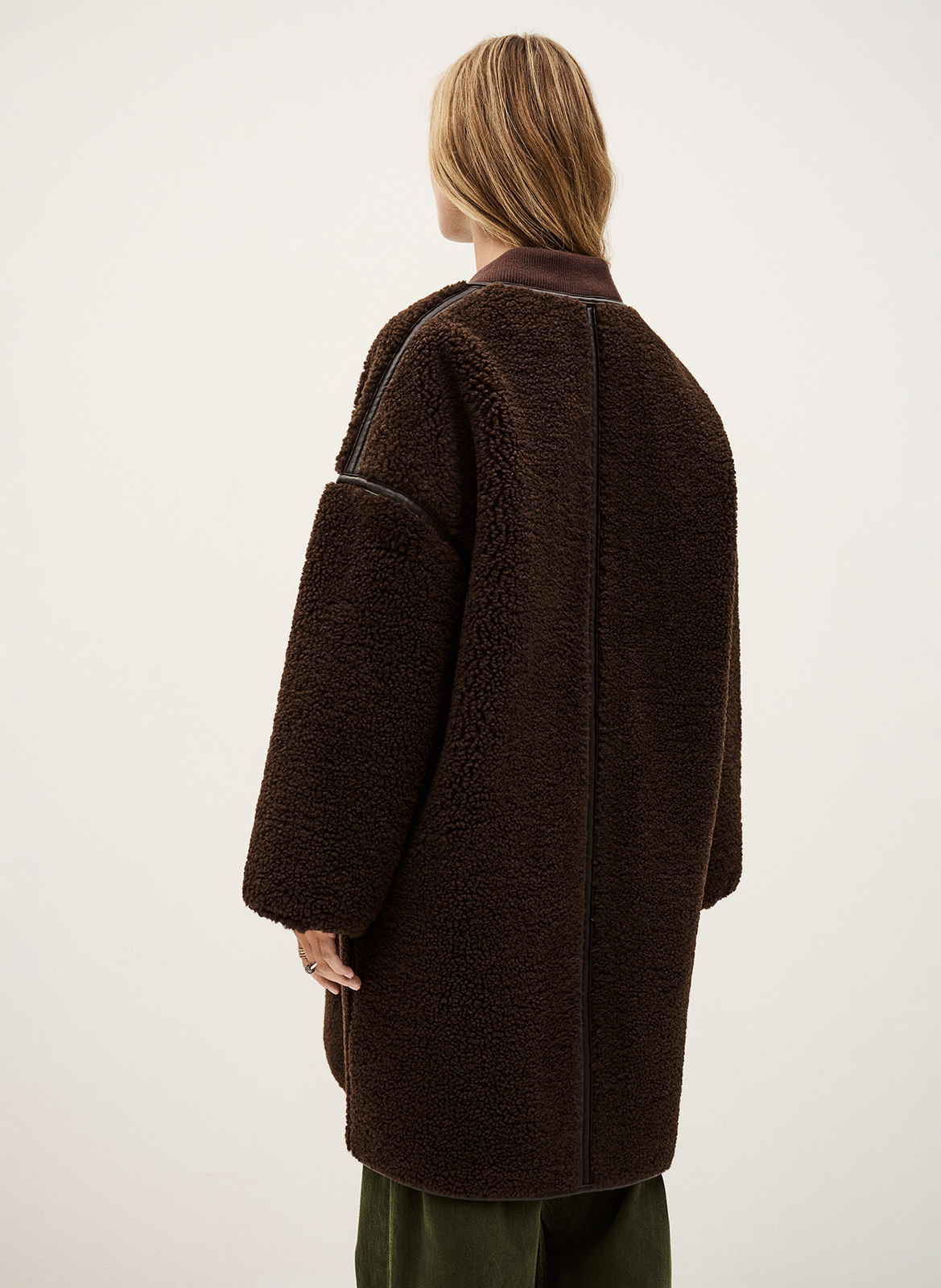 Oversized sherpa jas met ronde hals BA&SH Bruin