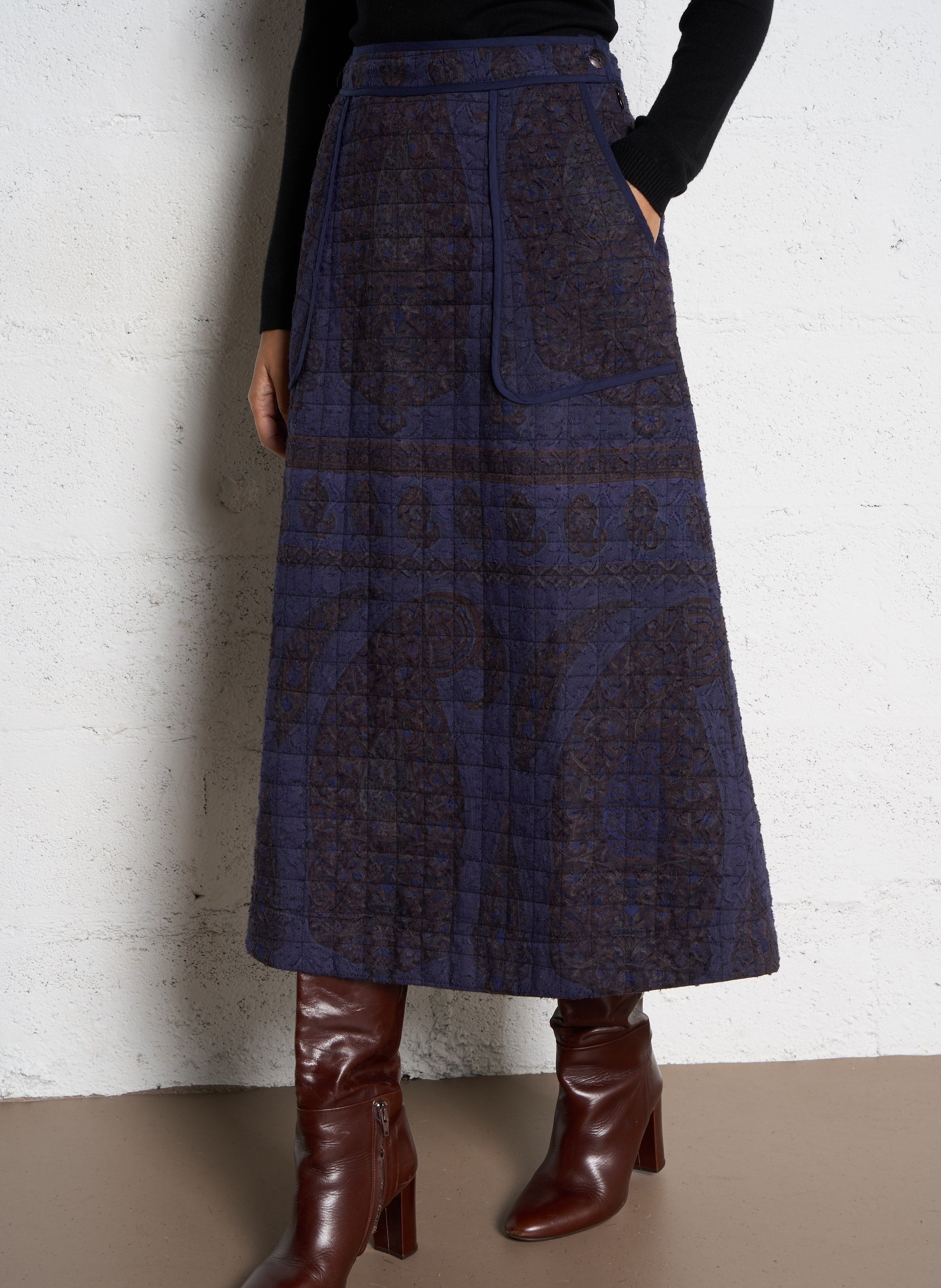 Langer Baumwollrock ANTIK BATIK Blau