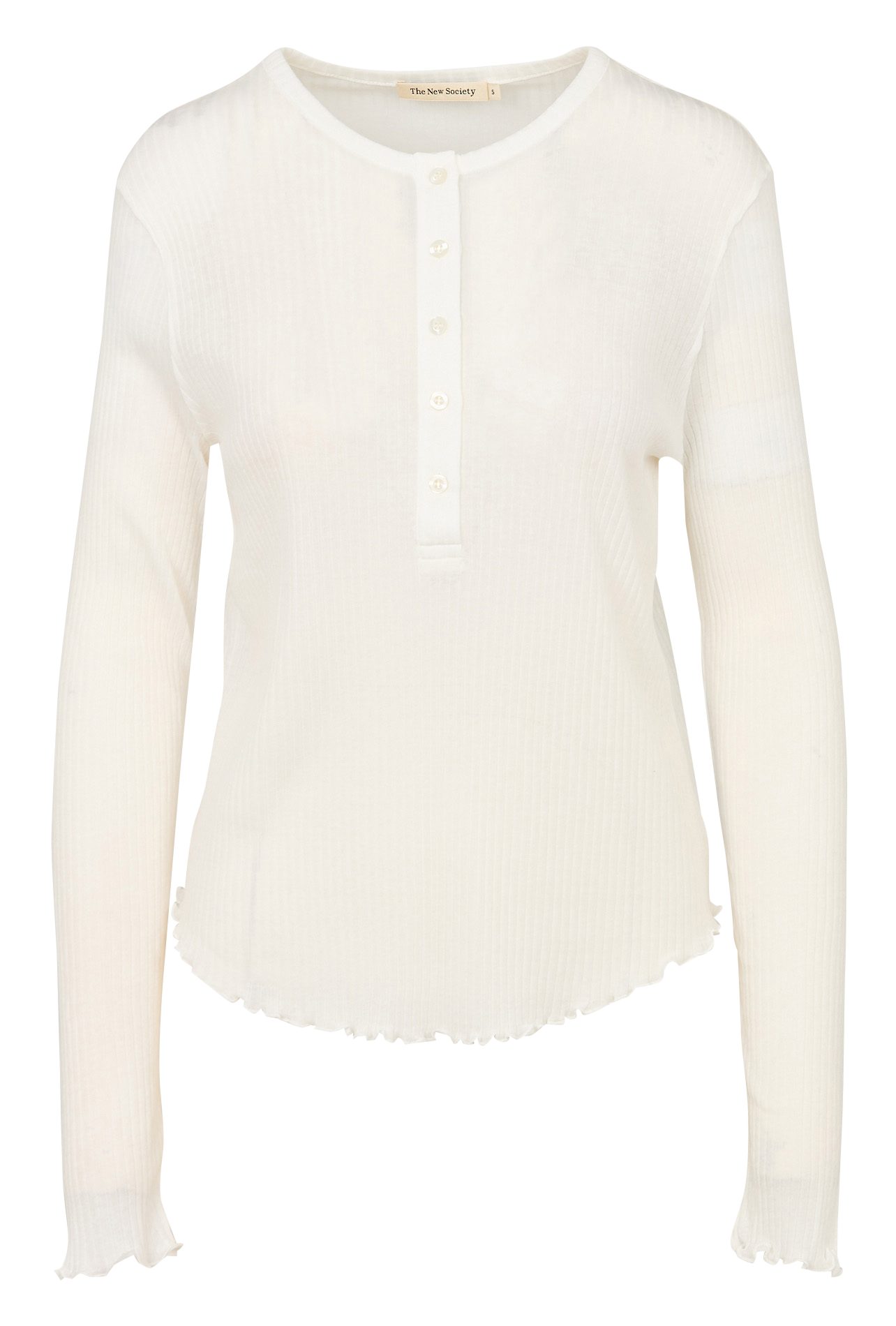 Effen geribbeld T-shirt met knopen THE NEW SOCIETY Wit