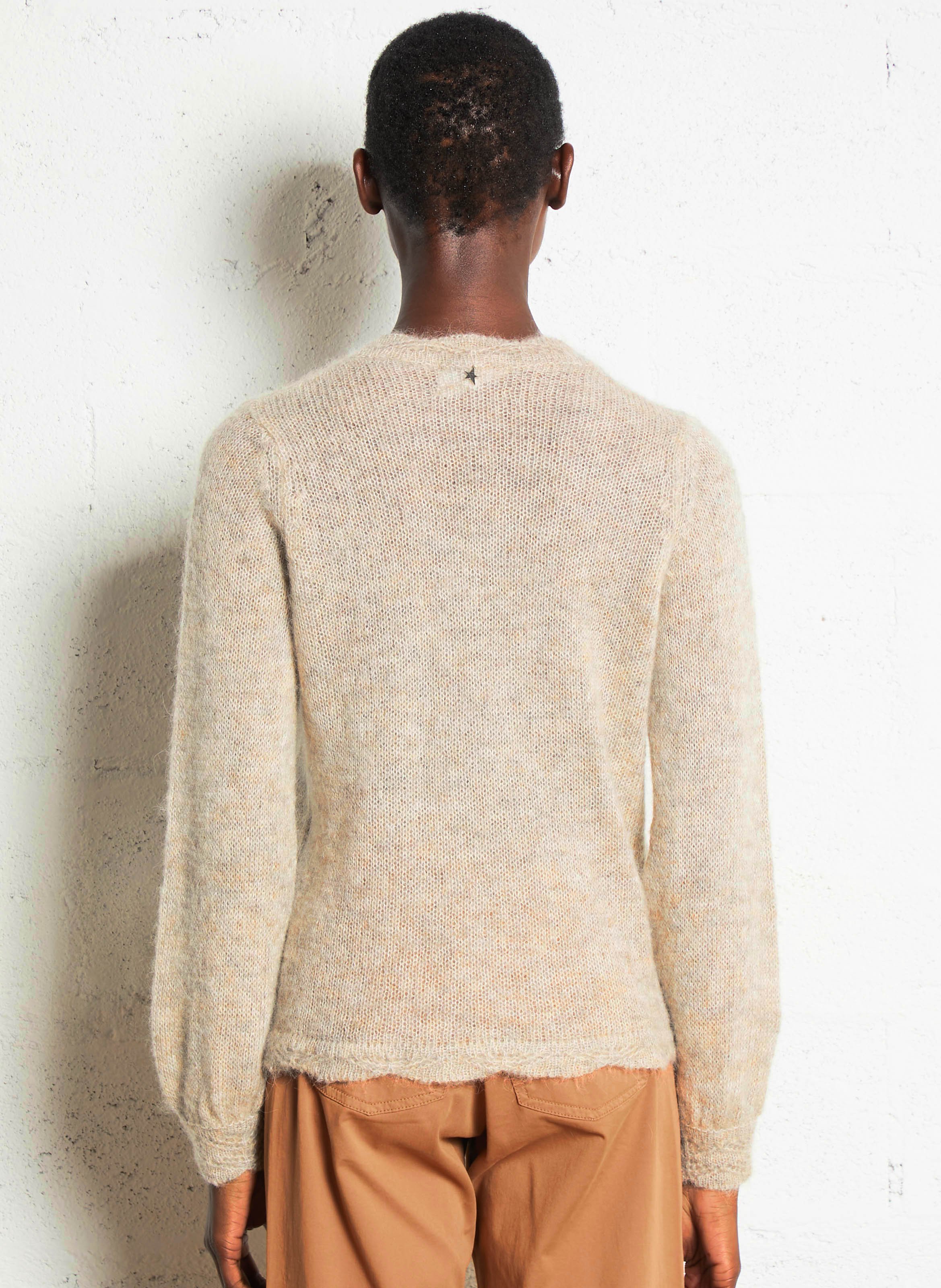 Pull droit col V en laine mélangée SUD EXPRESS Blanc