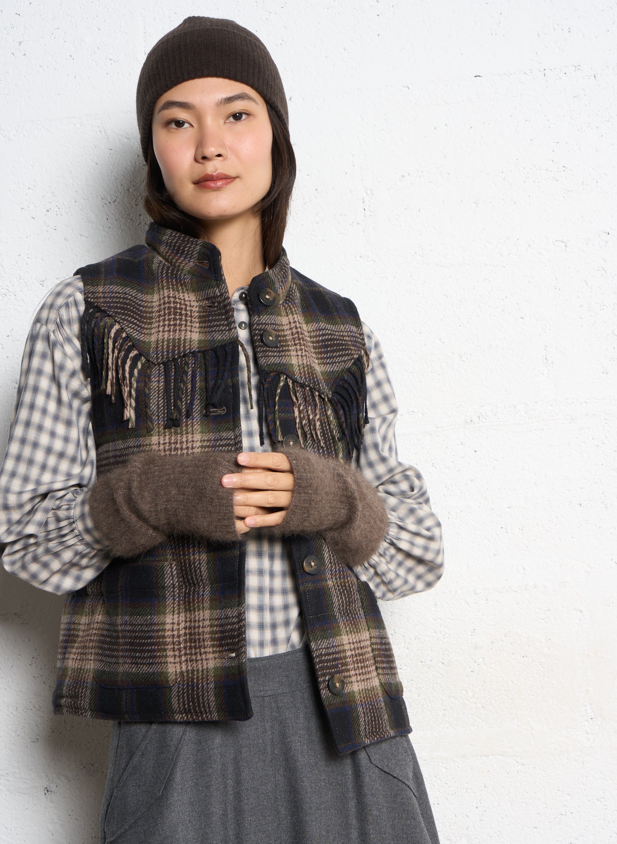 Veste col rond à carreaux DIEGA Multicolore