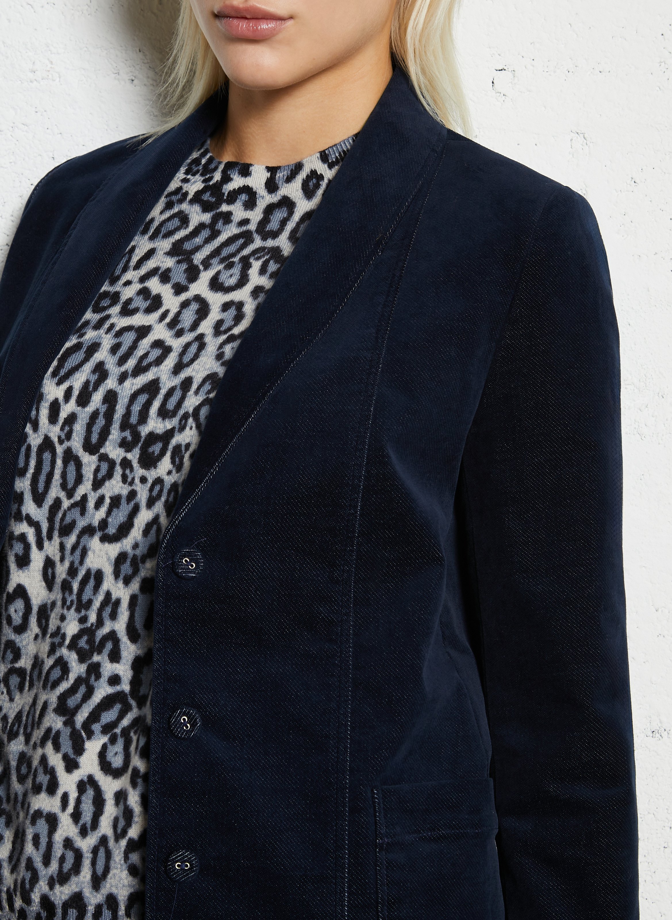 Veste tailleur droite en coton mélangé I CODE Bleu