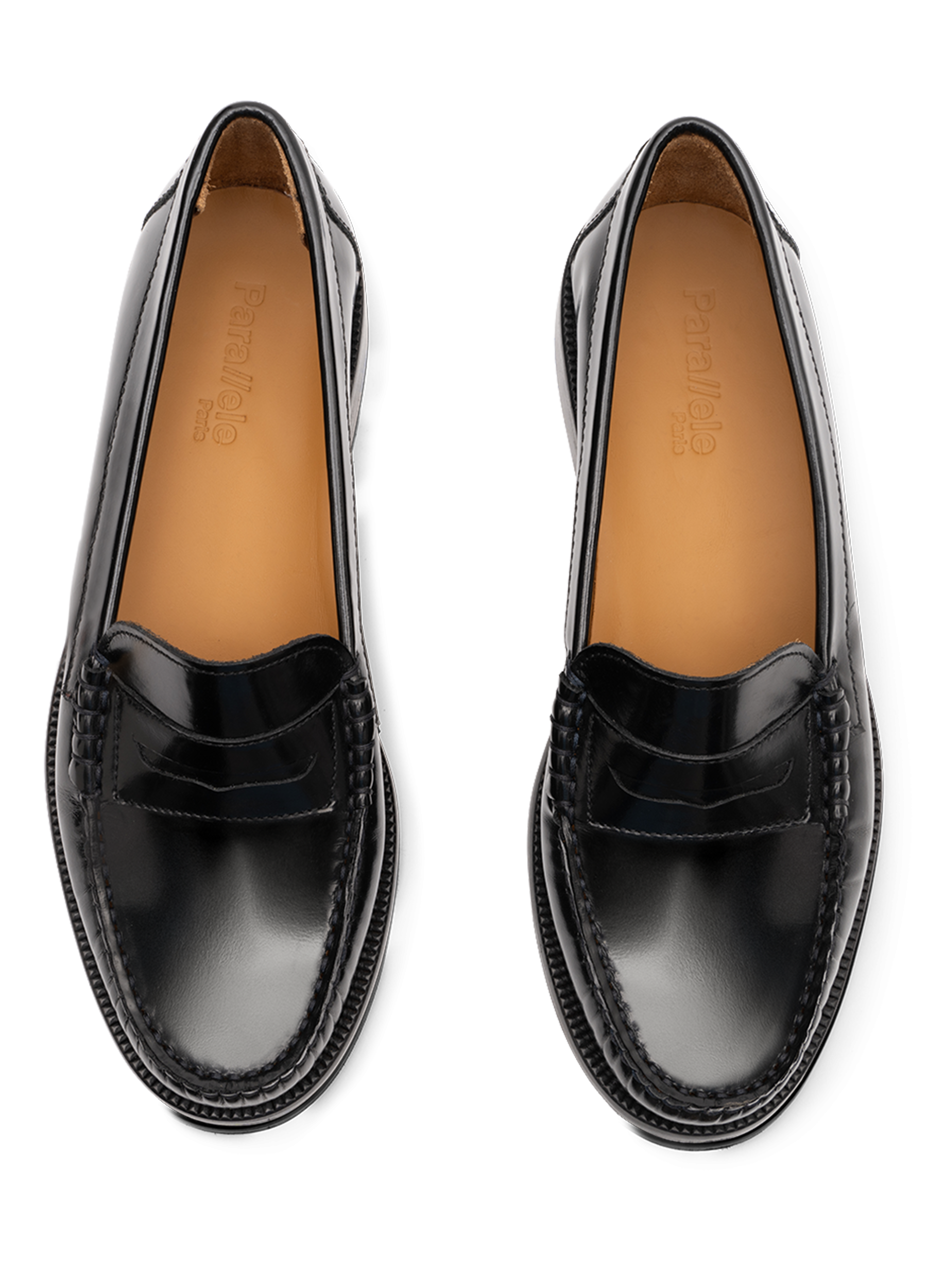 Black brushed leather moccasins PARALLELE PARIS Black