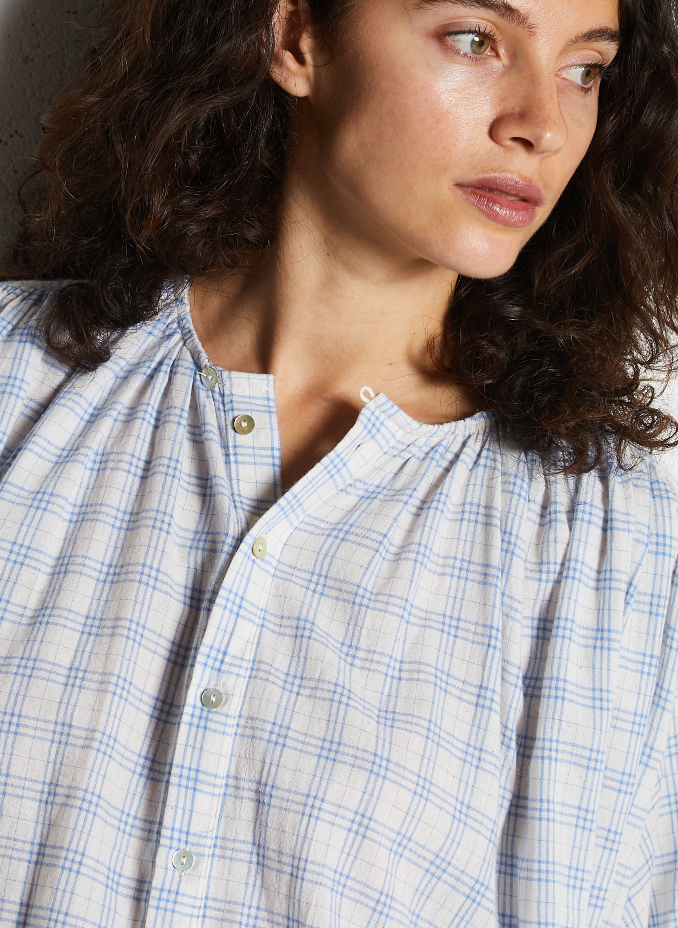 Weite Baumwollbluse mit Rundhalsausschnitt JC SOPHIE Blau