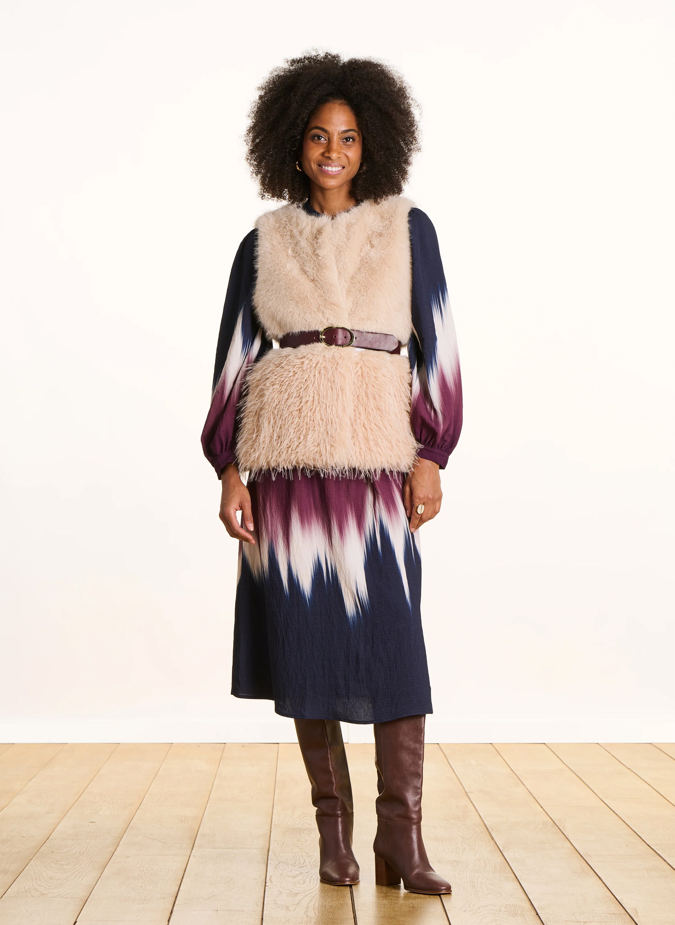 Robe longue col tunisien imprimé LA FEE MARABOUTEE Multicolore