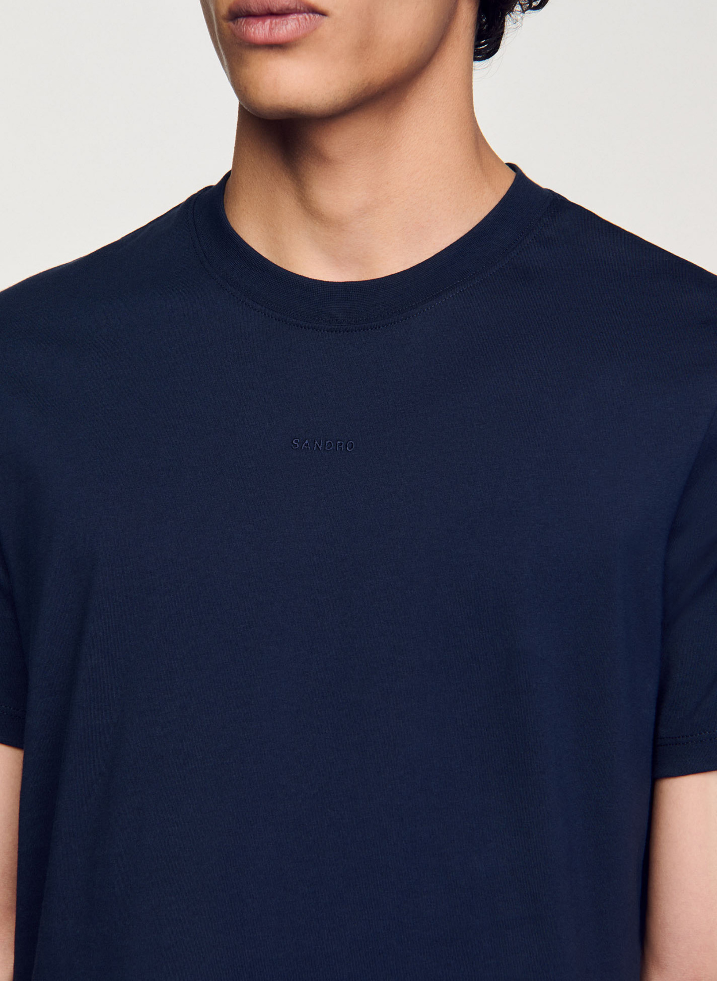 Recht, katoenen T-shirt met ronde hals SANDRO Blauw
