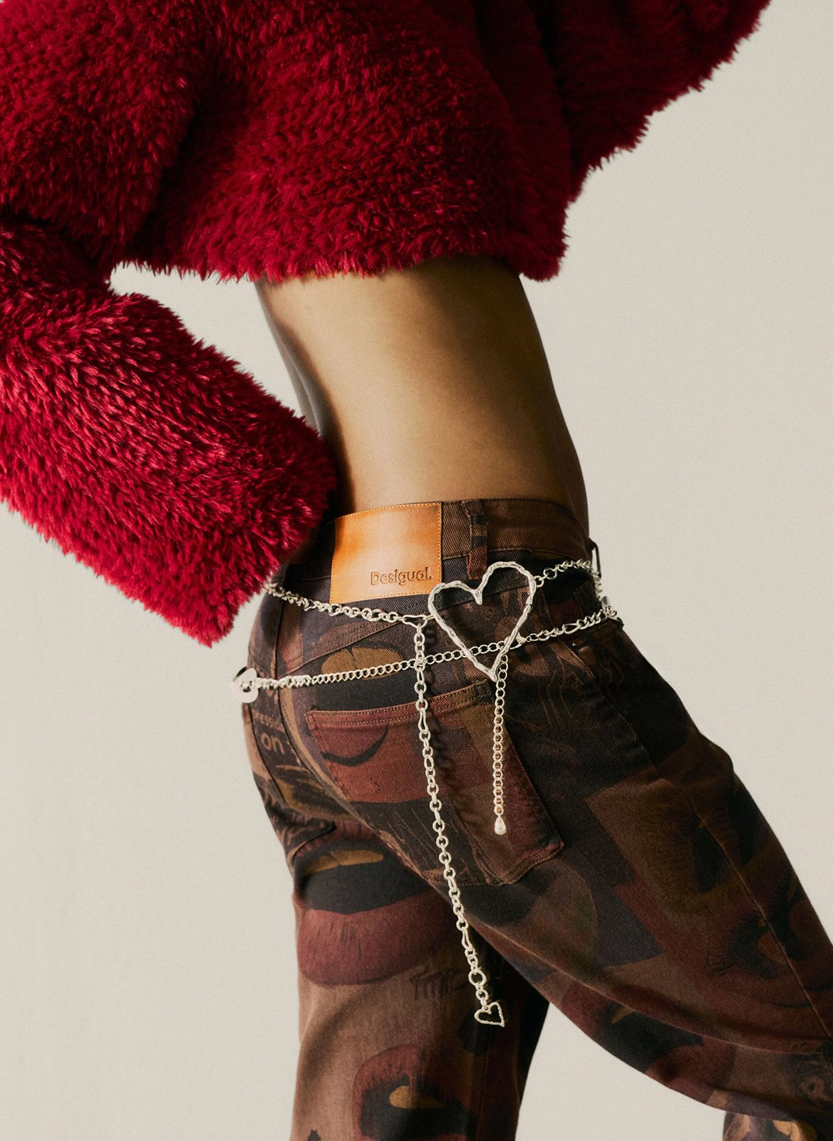 Jean large imprimé en coton mélangé DESIGUAL Marron