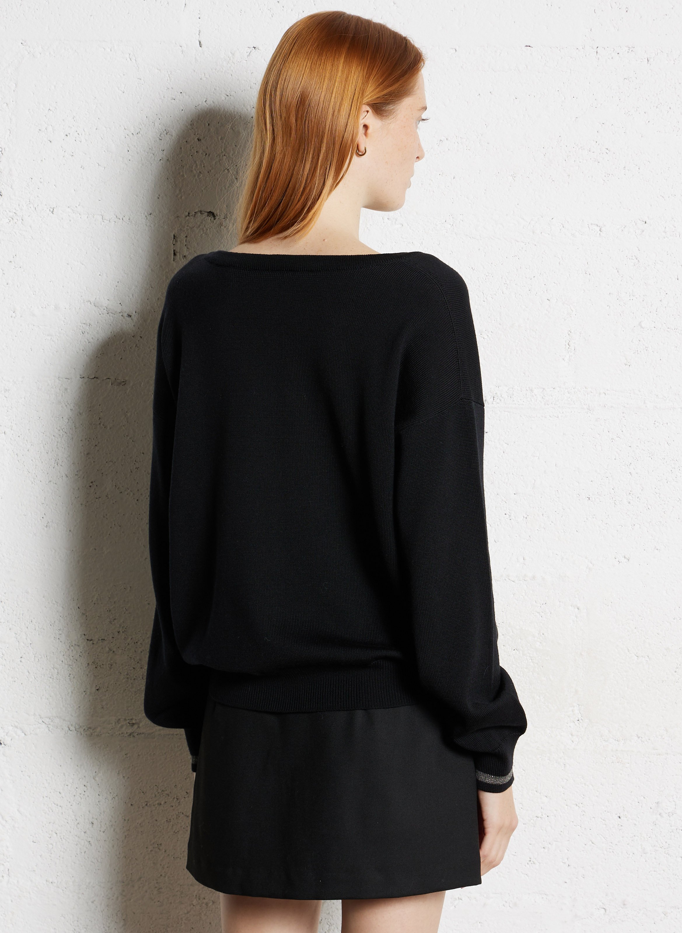 Pull droit col V en laine I CODE Noir