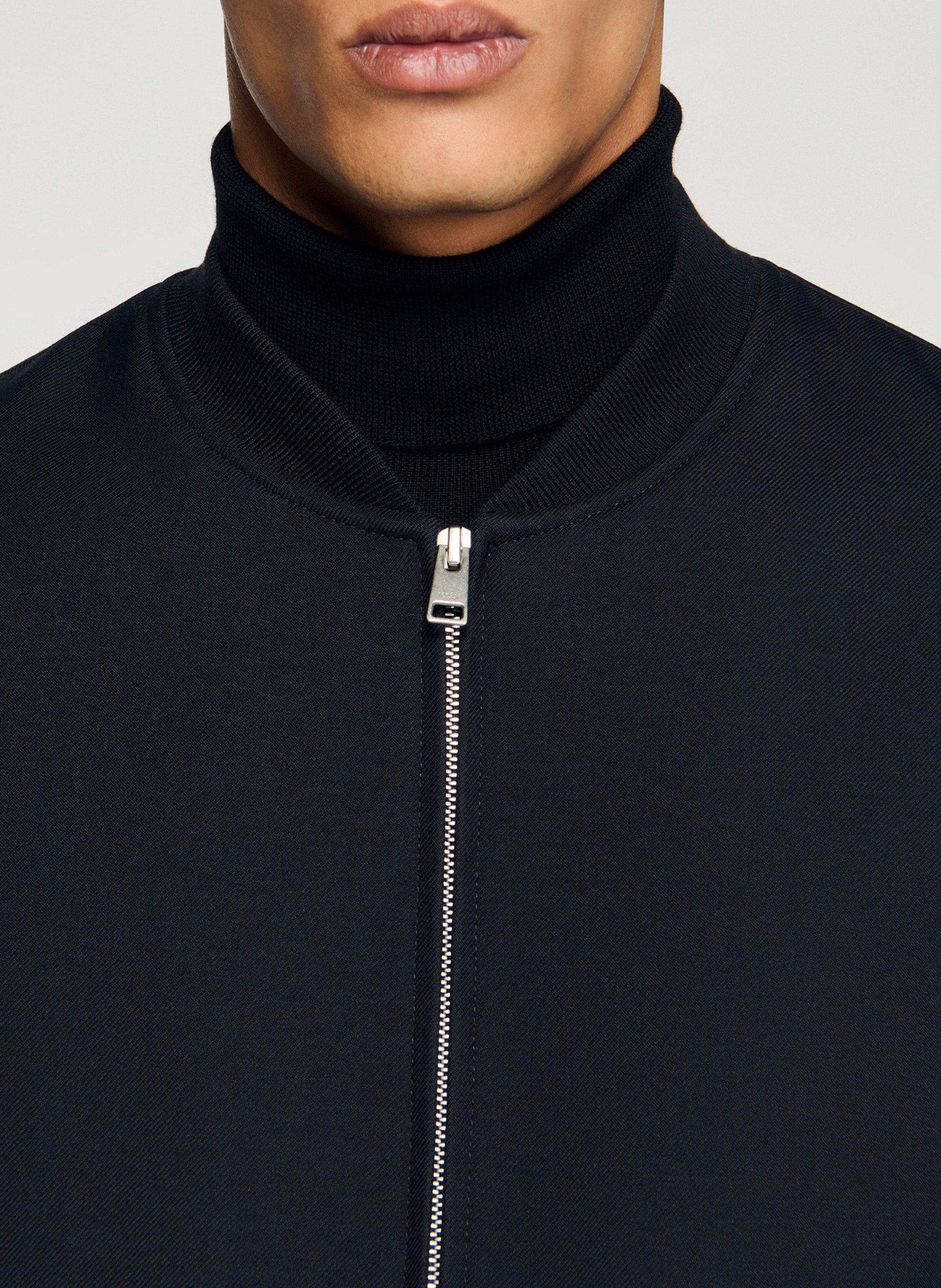 Blouson col teddy Bleu