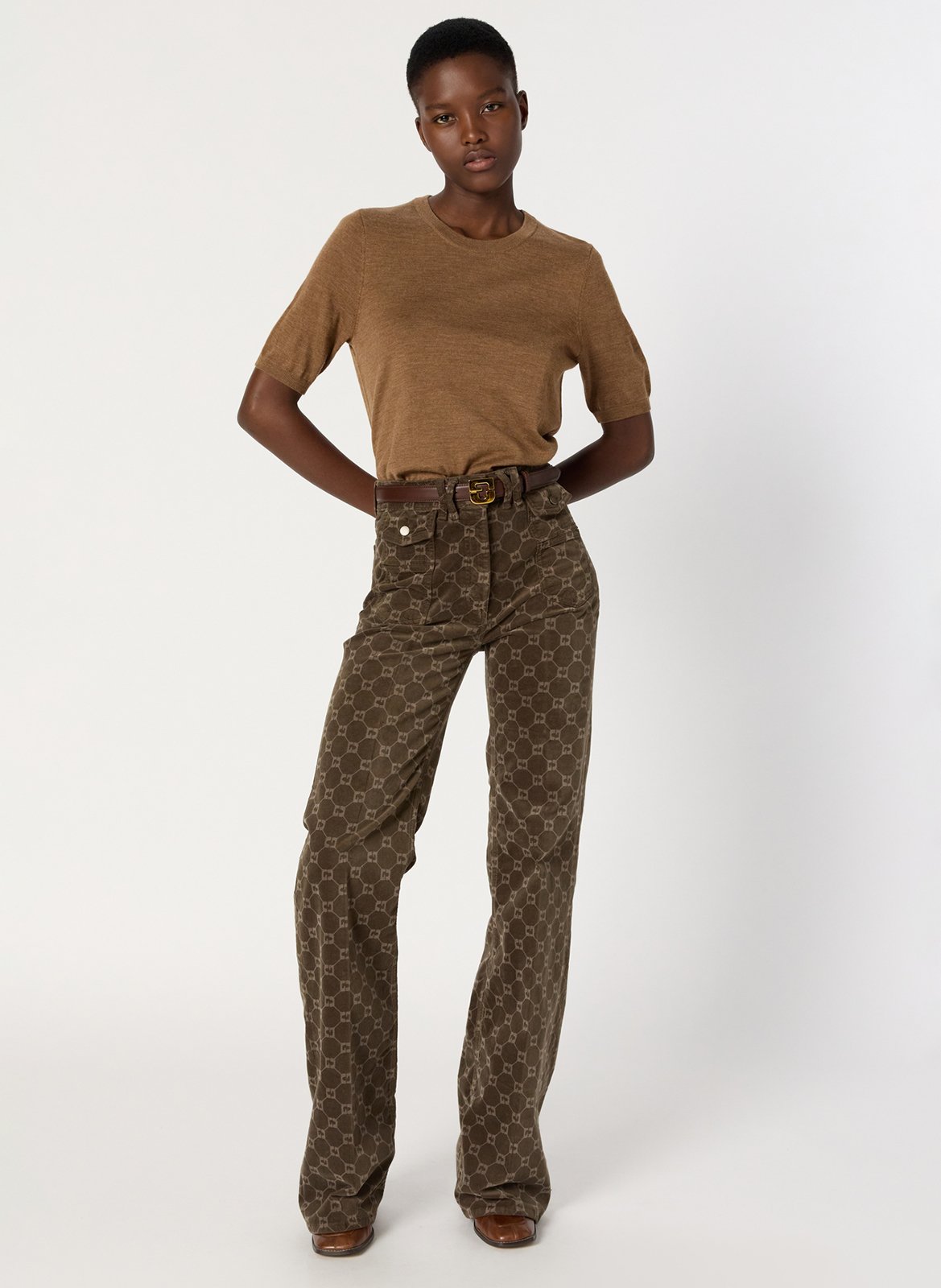 Pull col rond en laine  GERARD DAREL Marron