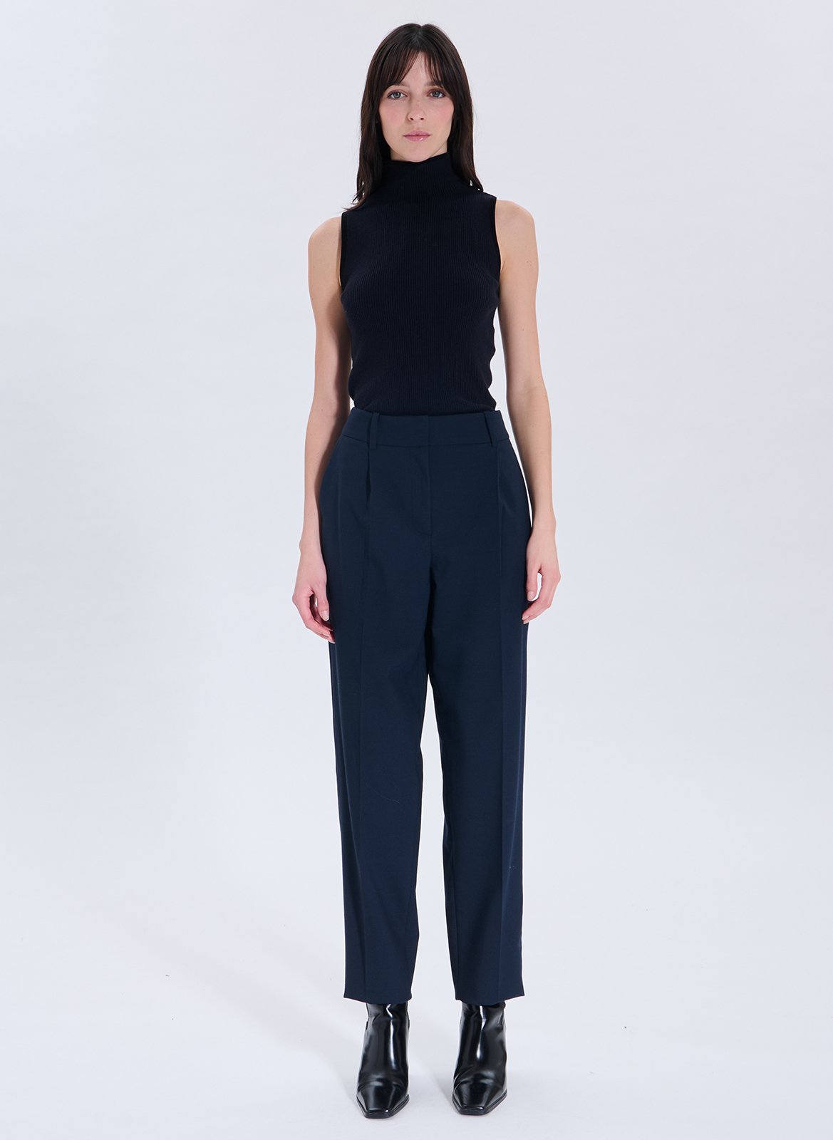 High-waisted straight-leg tailored trousers ZAPA Blue