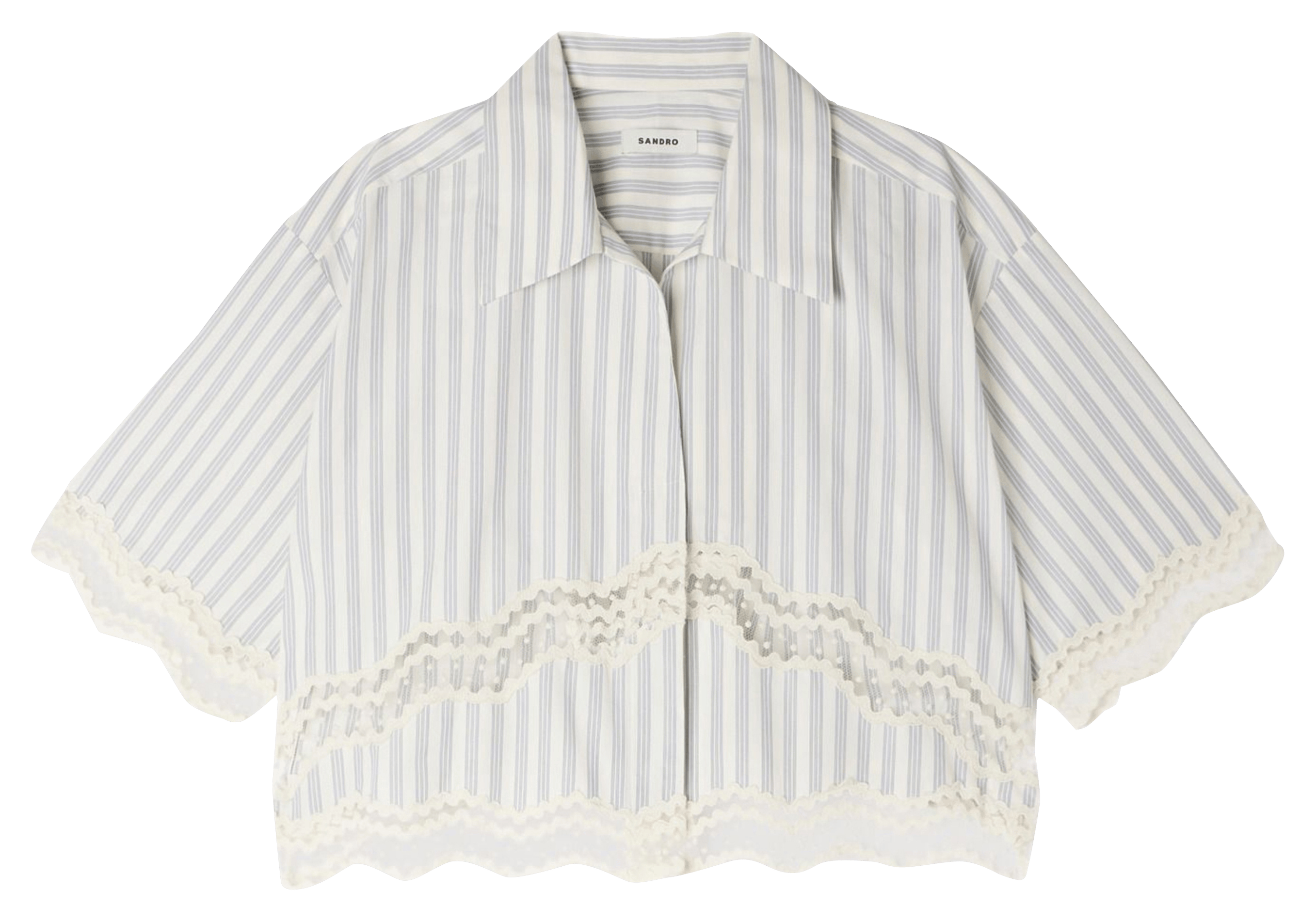 Chemise oversize col classique en coton rayé SANDRO Beige