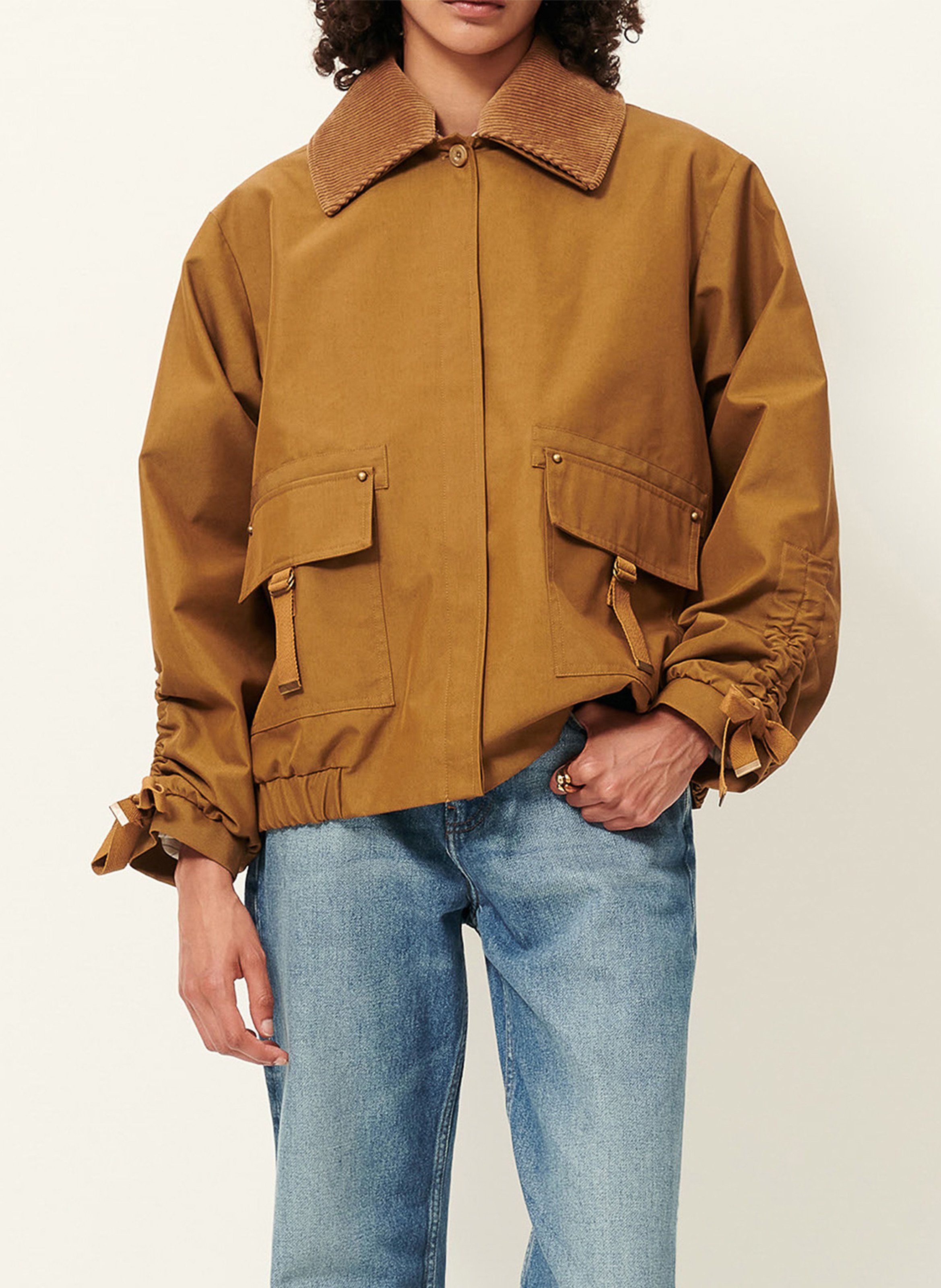 Blouson oversize col classique en coton mélangé SESSUN Marron