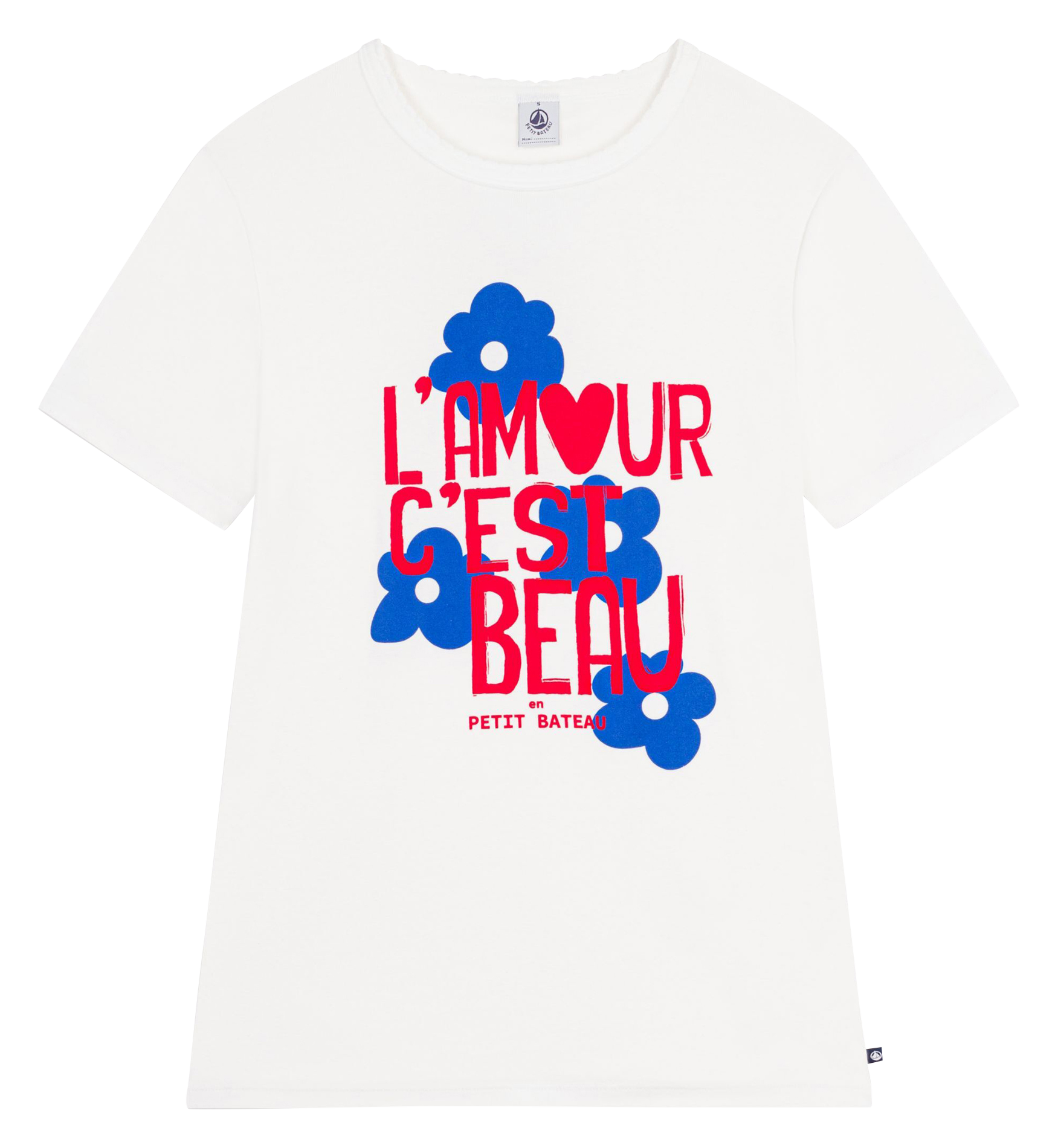 Straight-fit, katoenen T-shirt met print PETIT BATEAU Wit