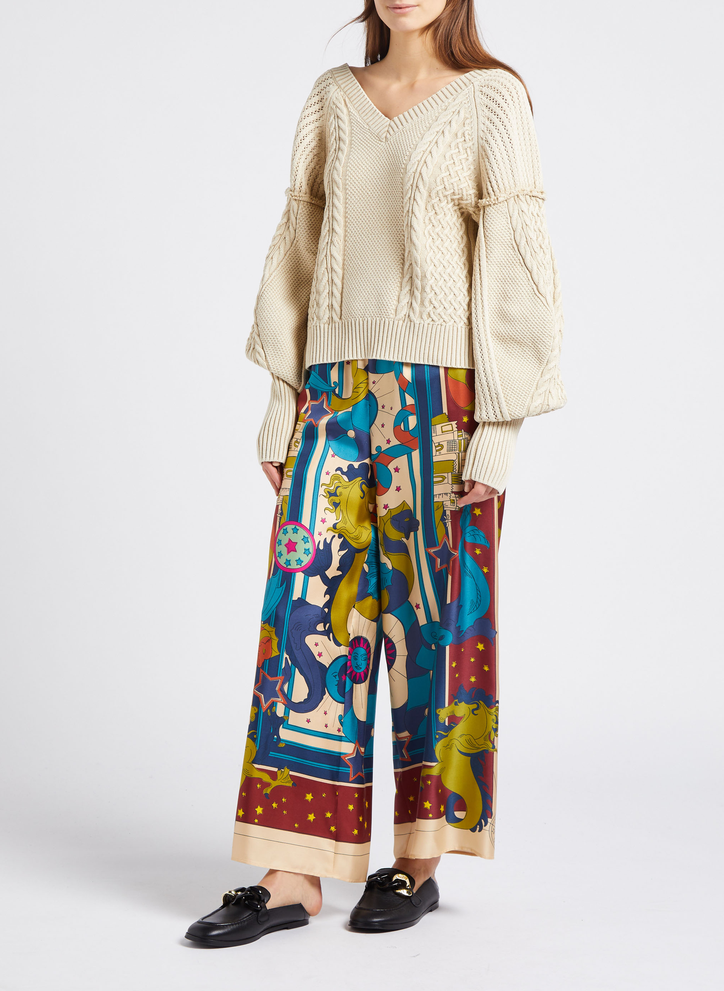 Pull ample col V MES DEMOISELLES Beige