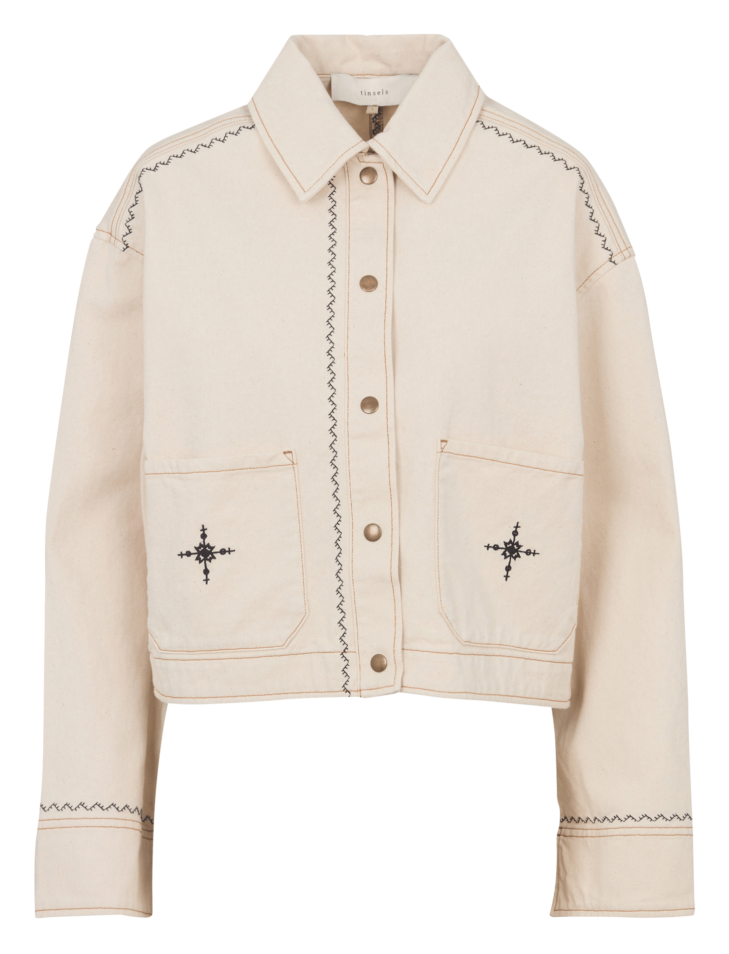 Veste col classique en coton TINSELS Beige