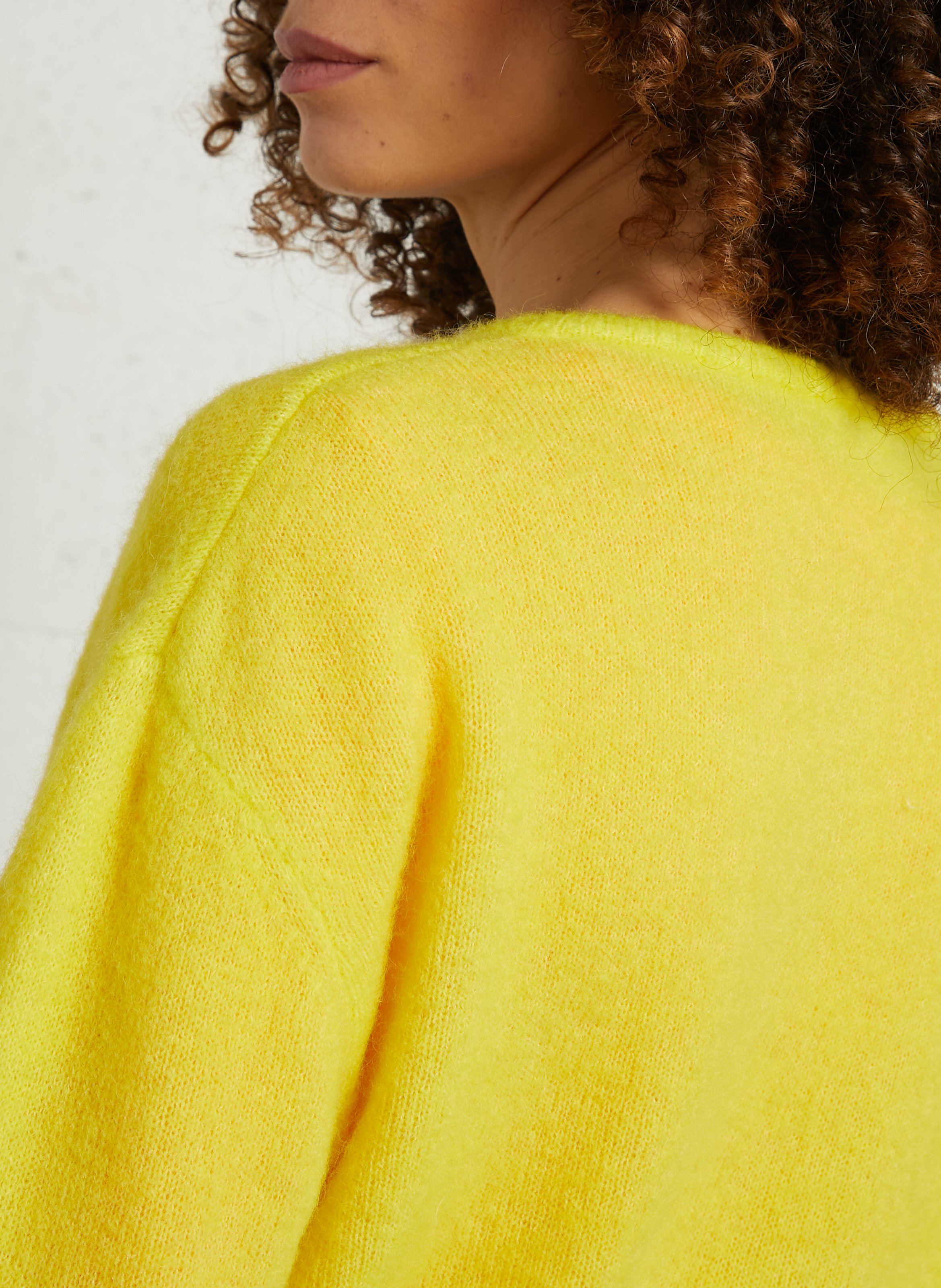 Gilet ample col rond en laine mélangée AMERICAN VINTAGE Jaune