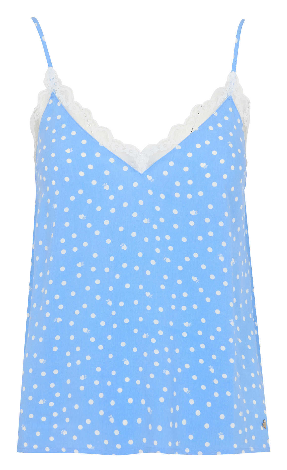 Gerade geschnittenes Top mit V-Ausschnitt und Print DES PETITS HAUTS Blau