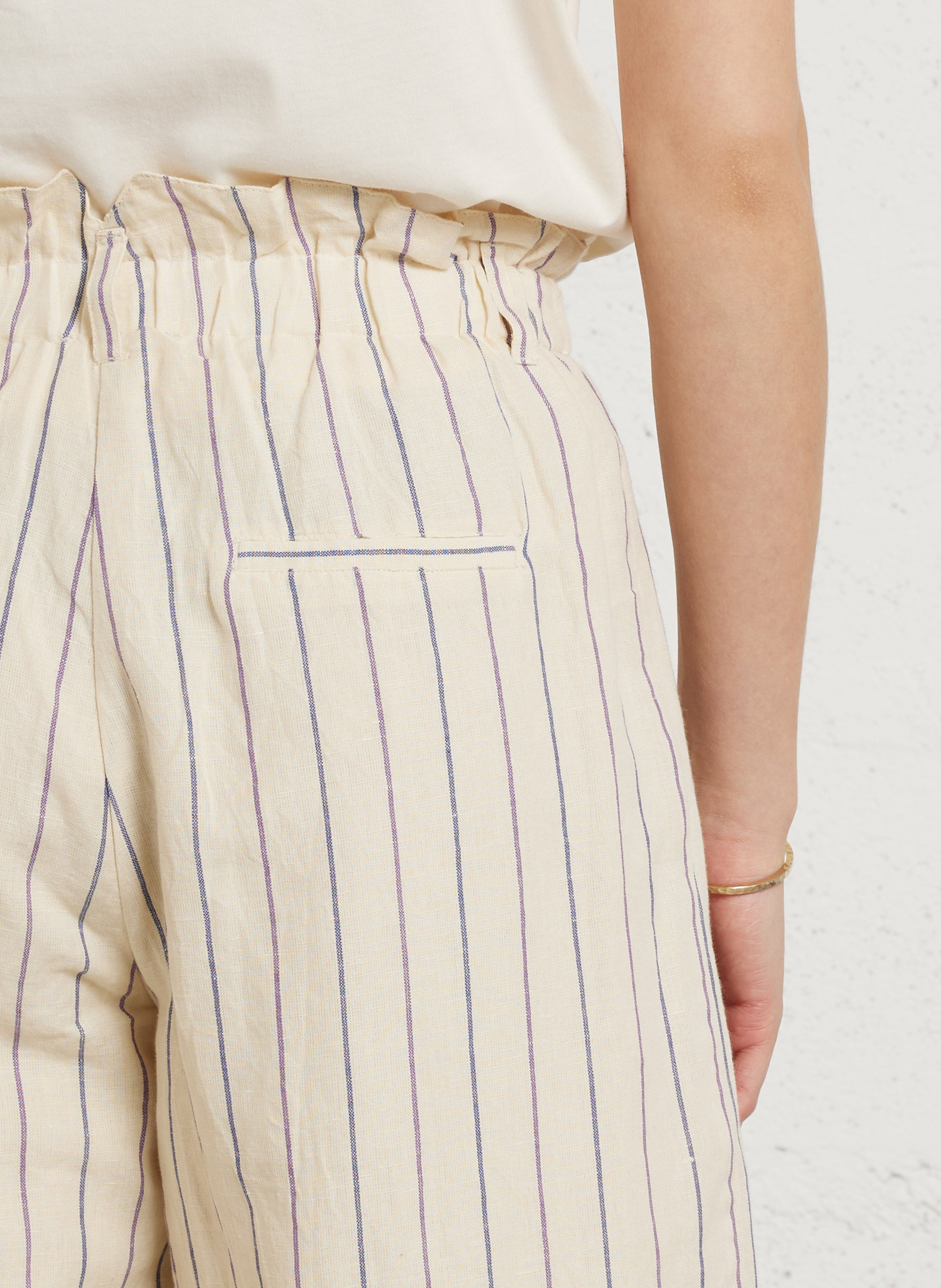 Wijde, gestreepte broek LOUISE MISHA Beige