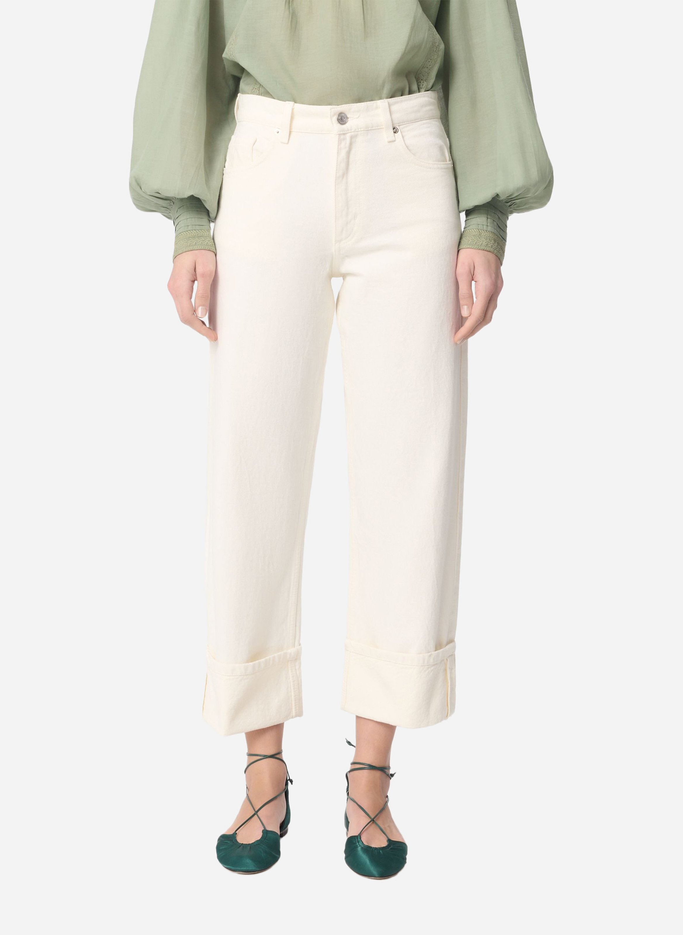 Pantalón de algodón recto Csally VANESSA BRUNO Blanco