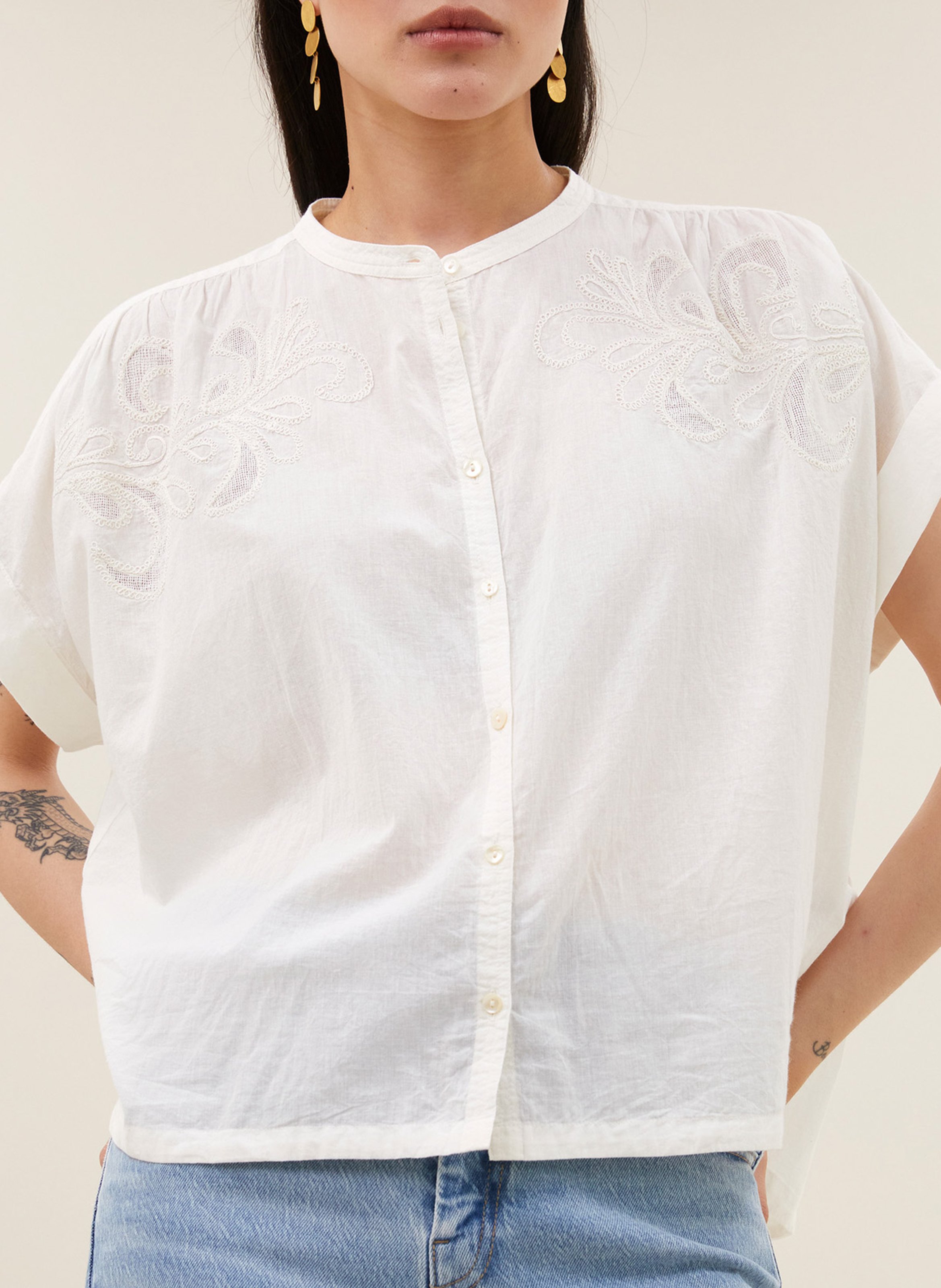 Oversized organic cotton shirt BY BAR White