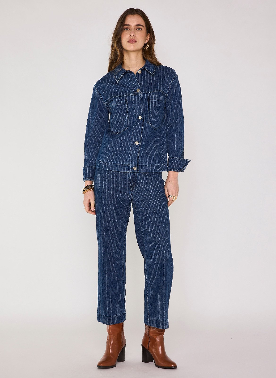 Jean droit rayé MAISON 123 Bleu