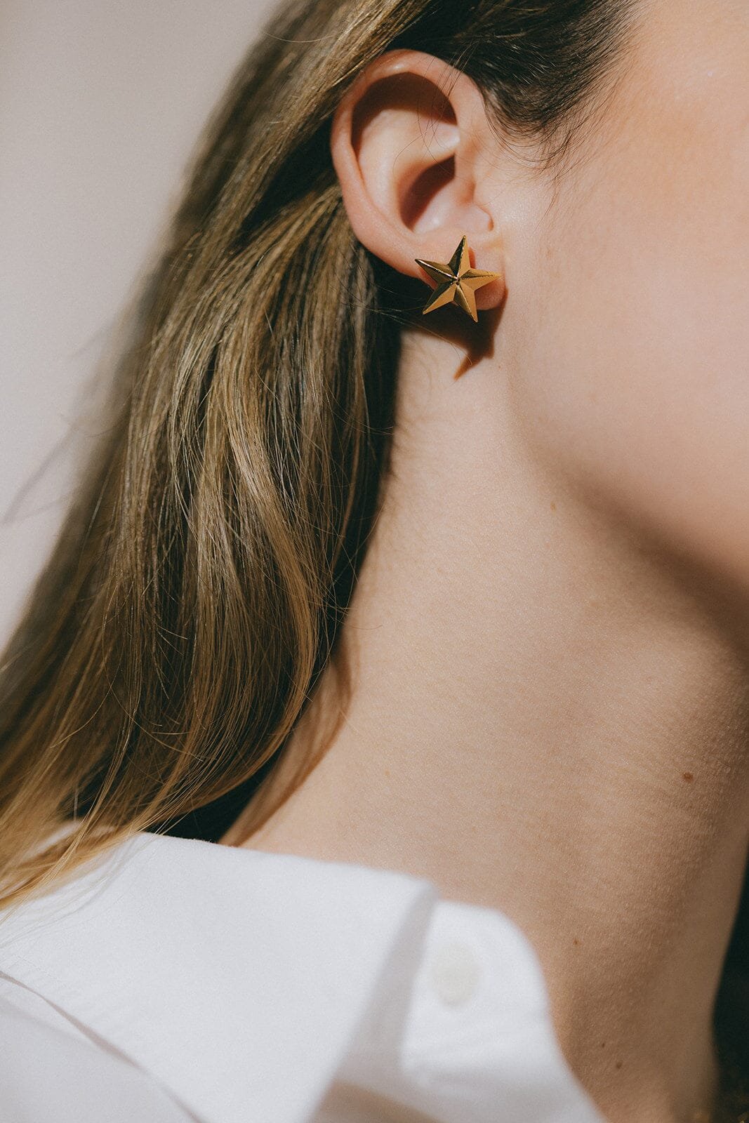 Silver-plated star stud earrings Golden