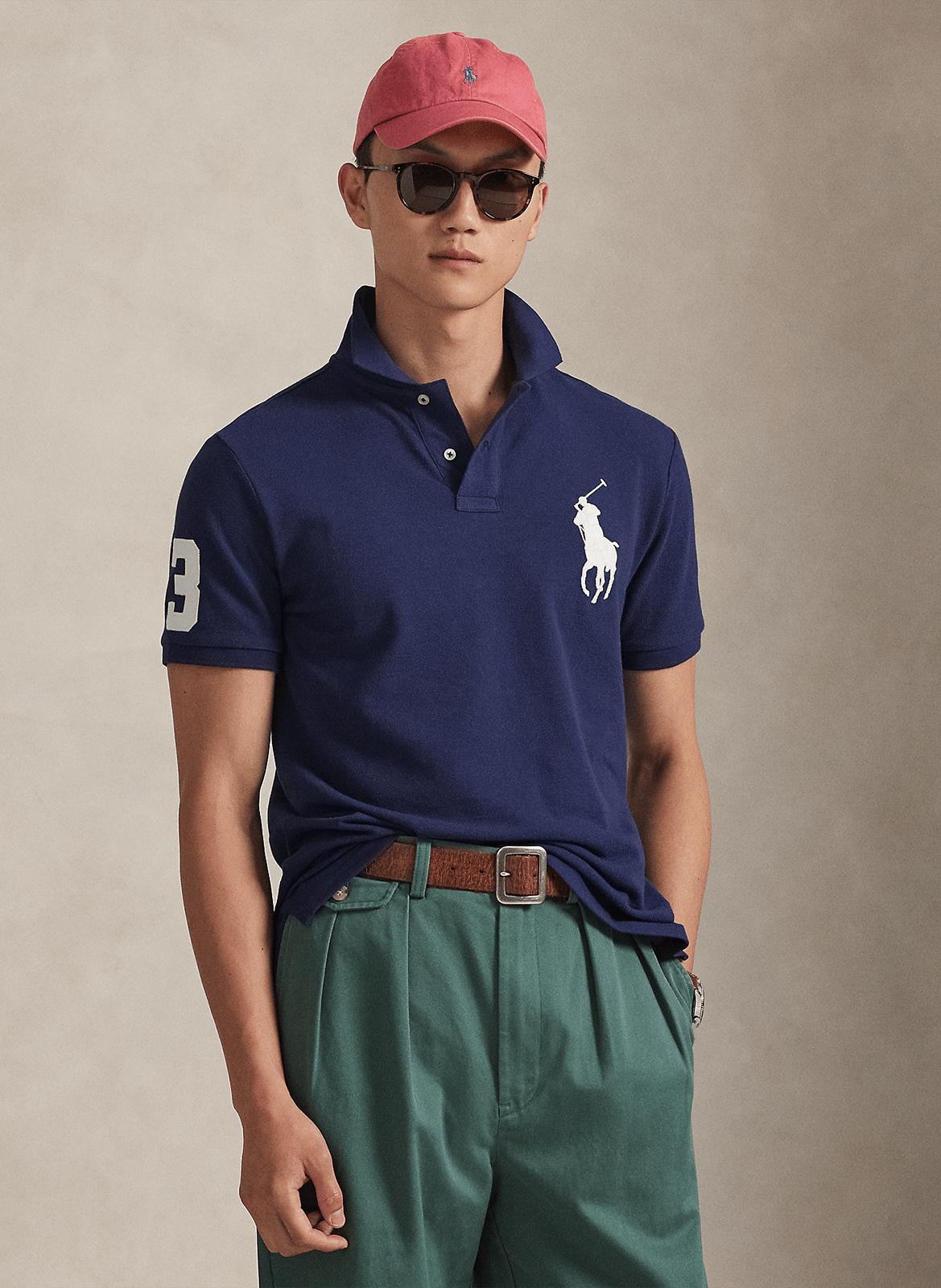 Slim fit polo met geborduurd logo van katoen POLO RALPH LAUREN Blauw