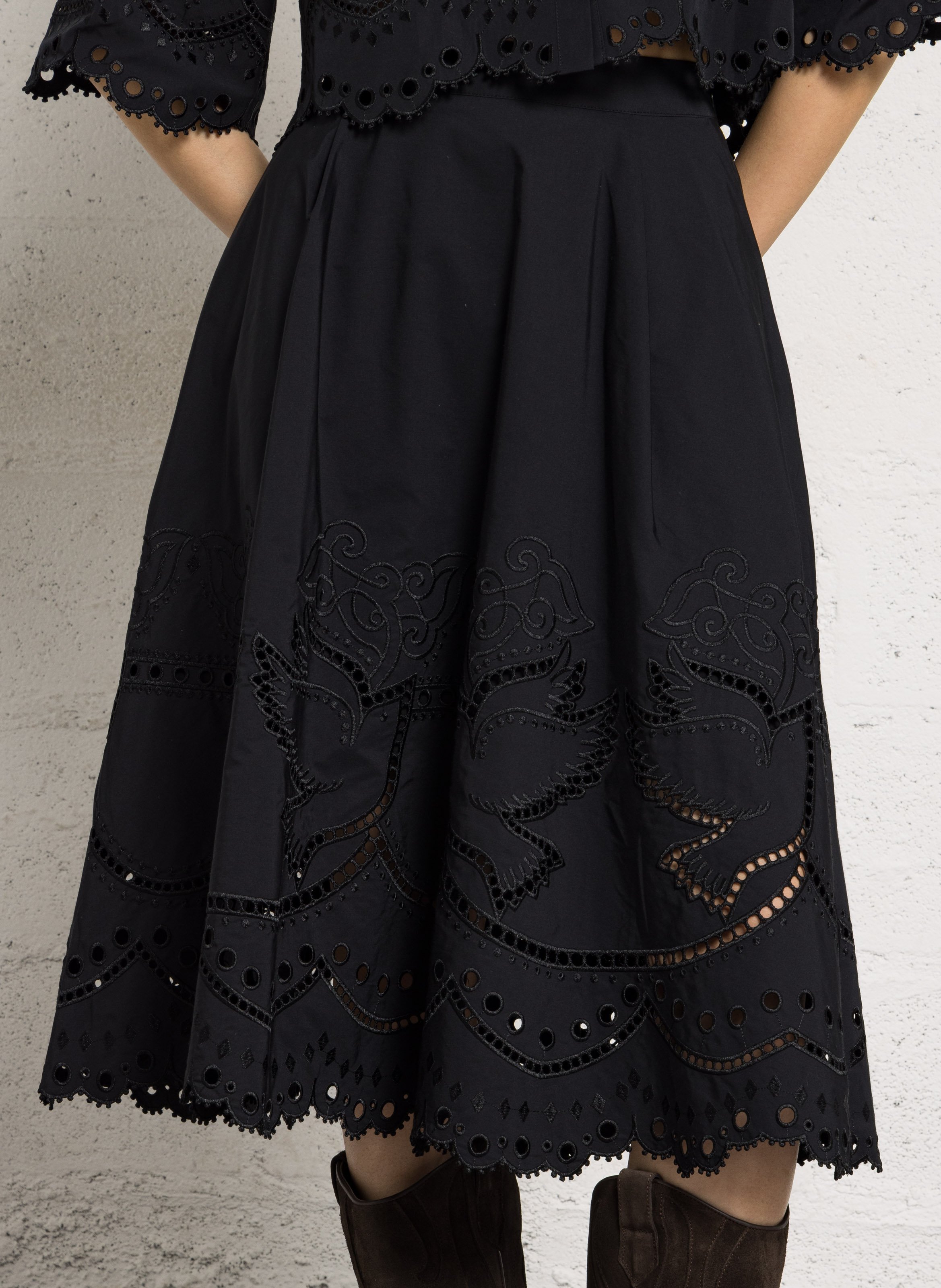 Midi-Rock mit Lochstickerei BERENICE