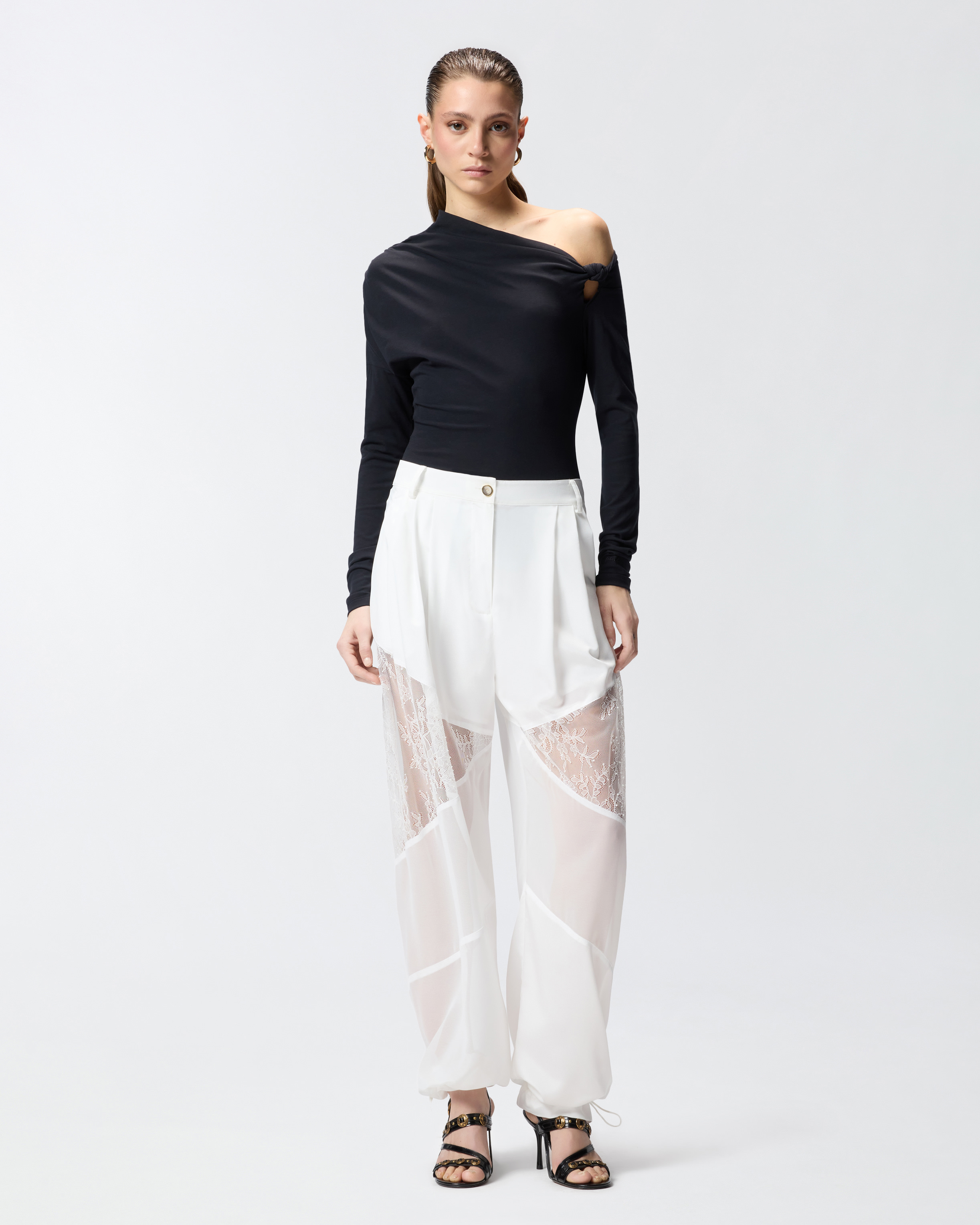 Pantalon avec détails en dentelle PINKO Blanc