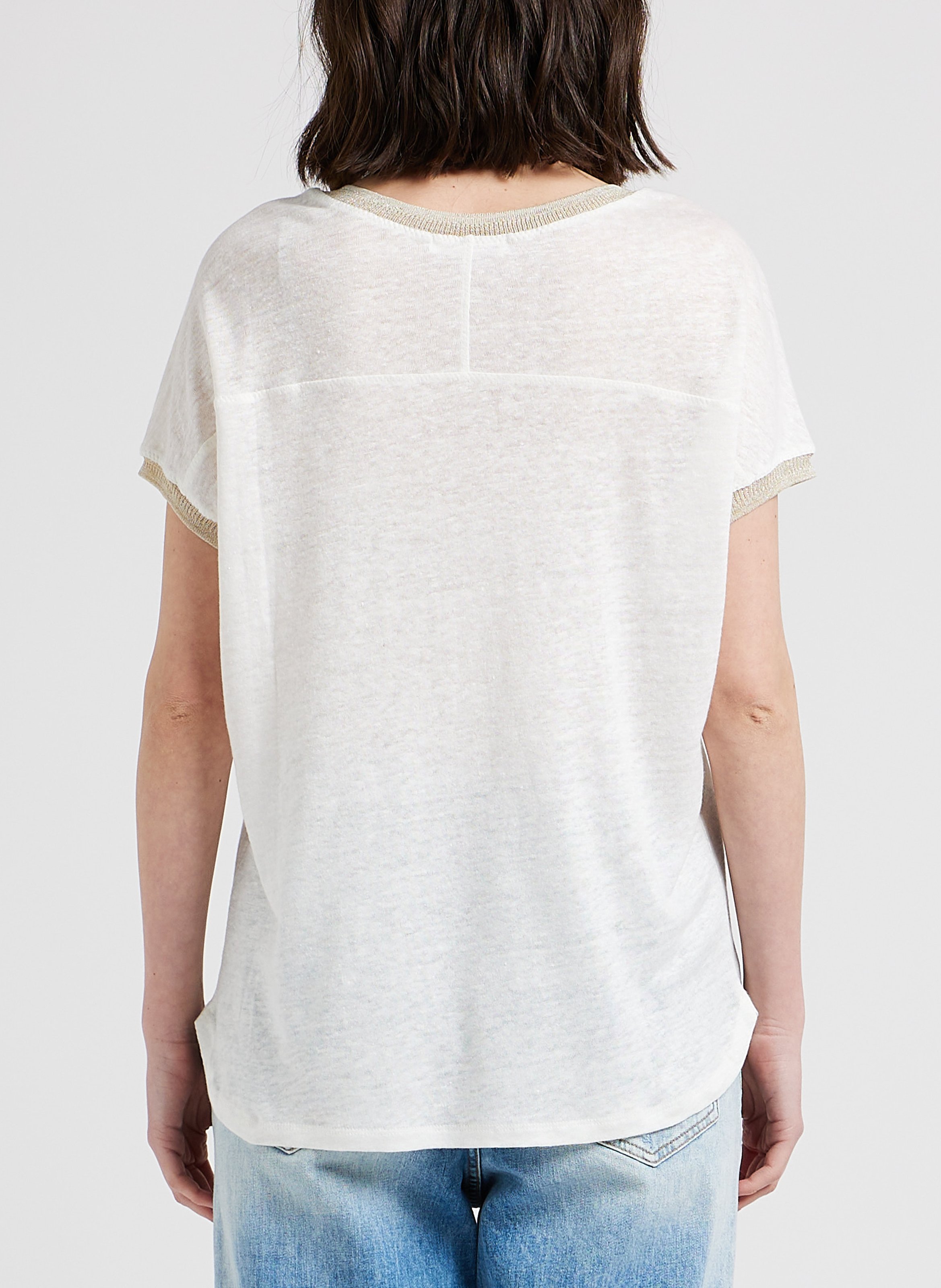 Tee-shirt col V en lin BELLA JONES Beige