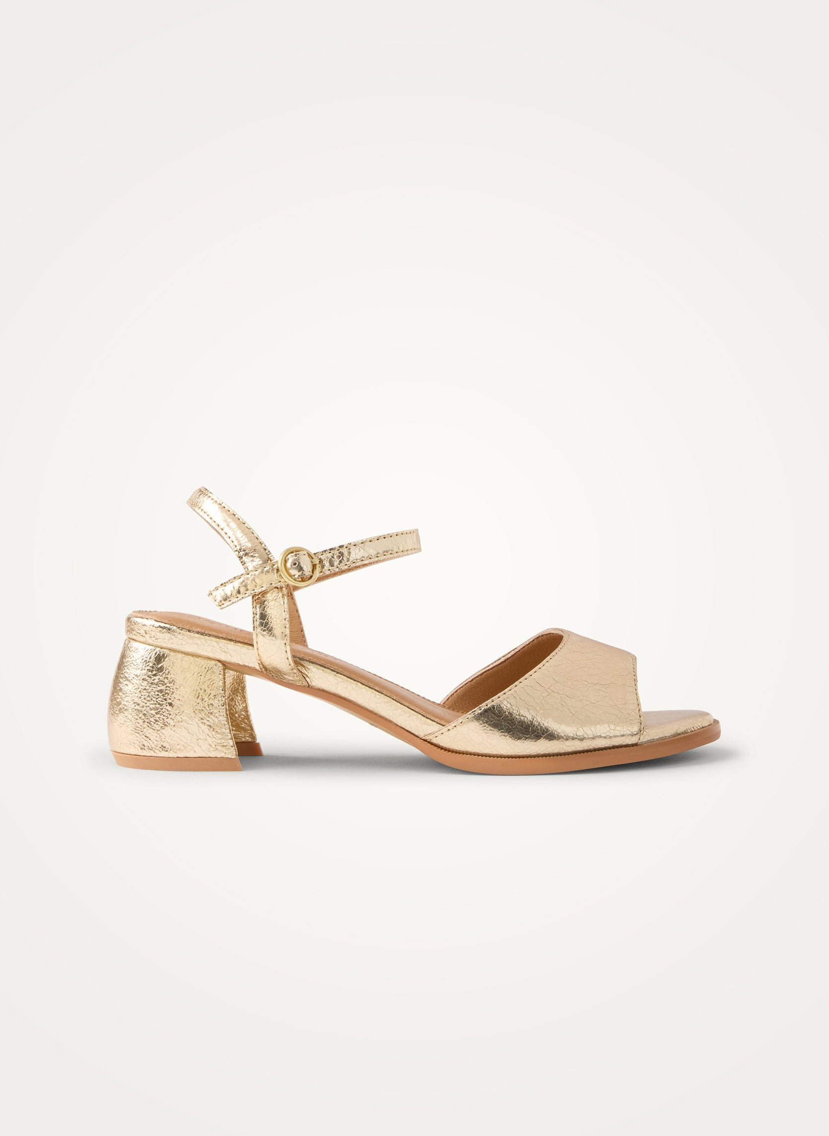 Sandals in aged effect patent leather with demi-lune heel VANESSA WU