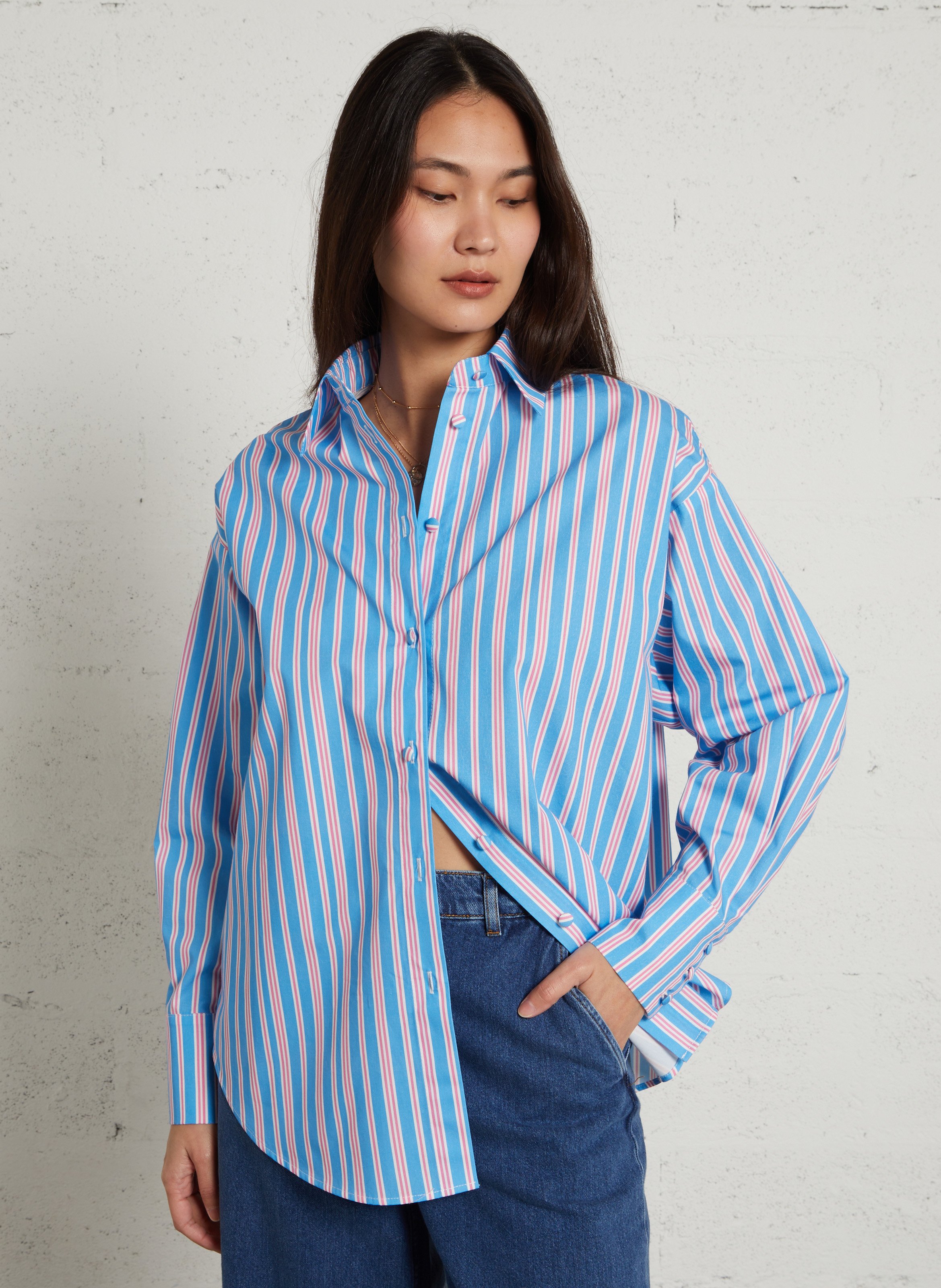 Chemise ample boutonnée à rayures ELISE CHALMIN Multicolore