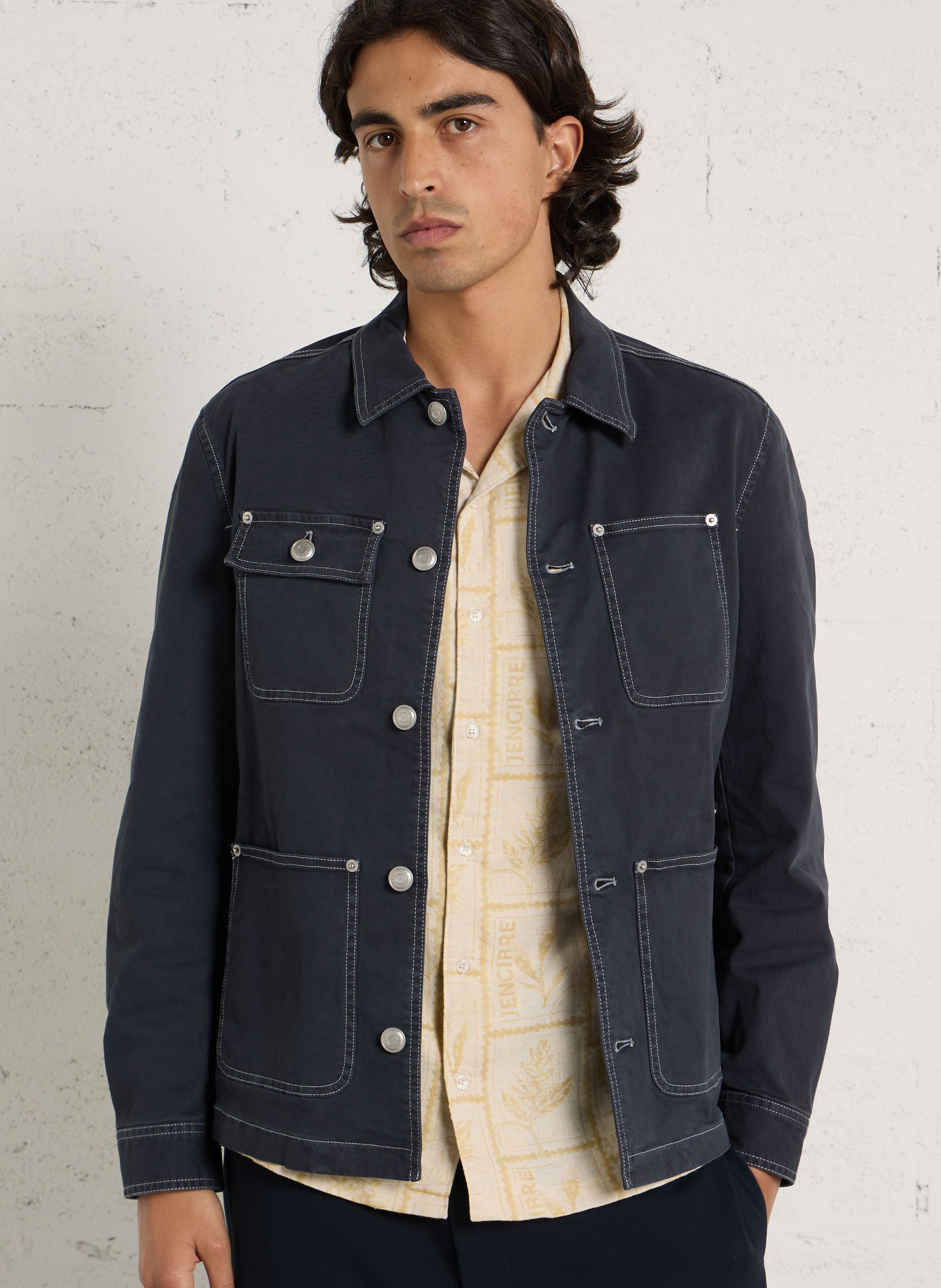 Veste saharienne droite en coton mélangé IKKS Bleu