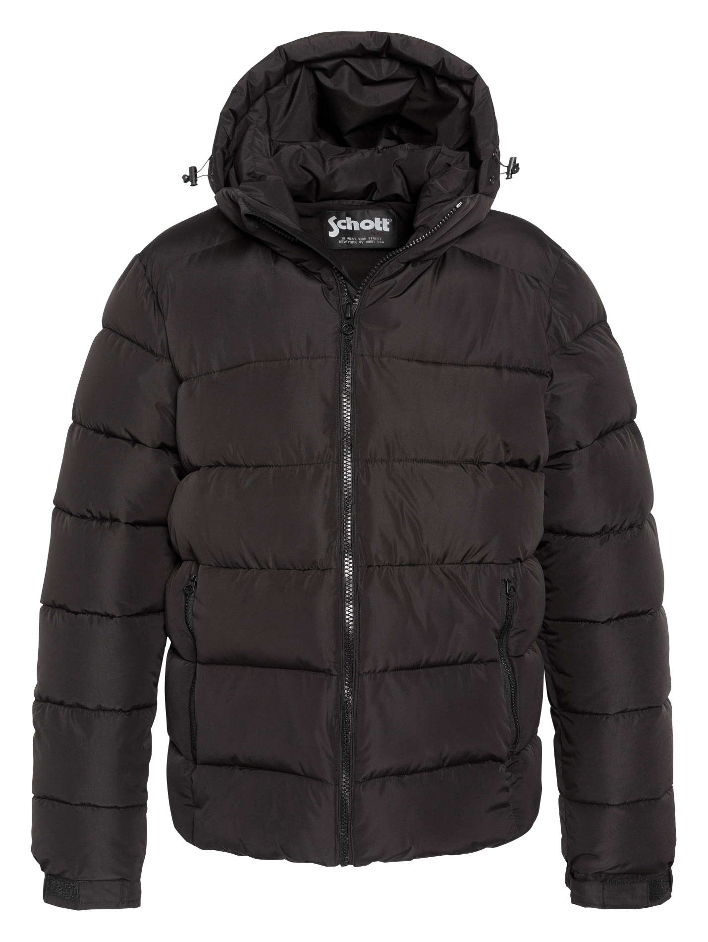 Straight padded jacket with hood SCHOTT Black