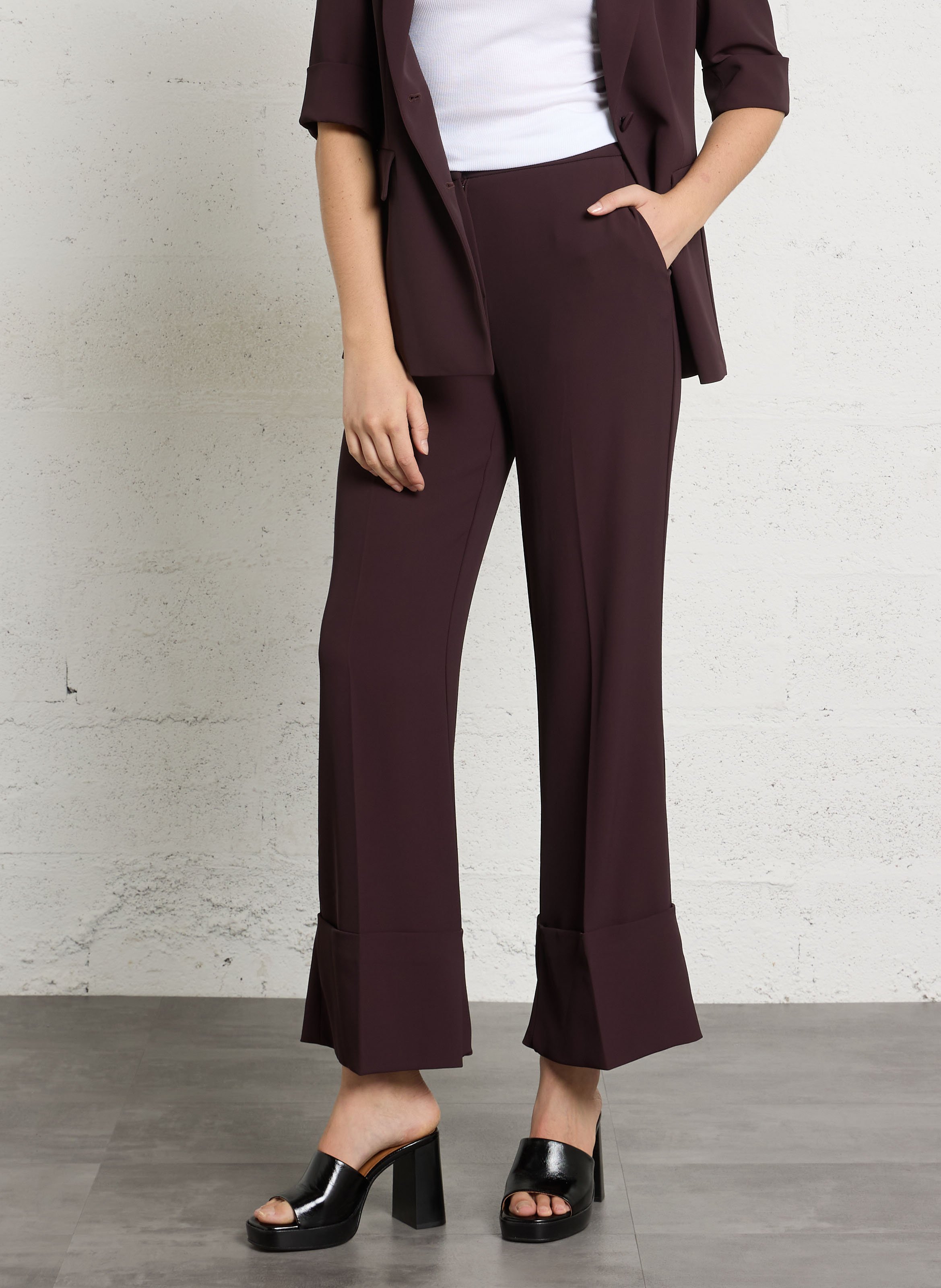 Flowy palazzo pants with wide cuffs IMPERIAL Black
