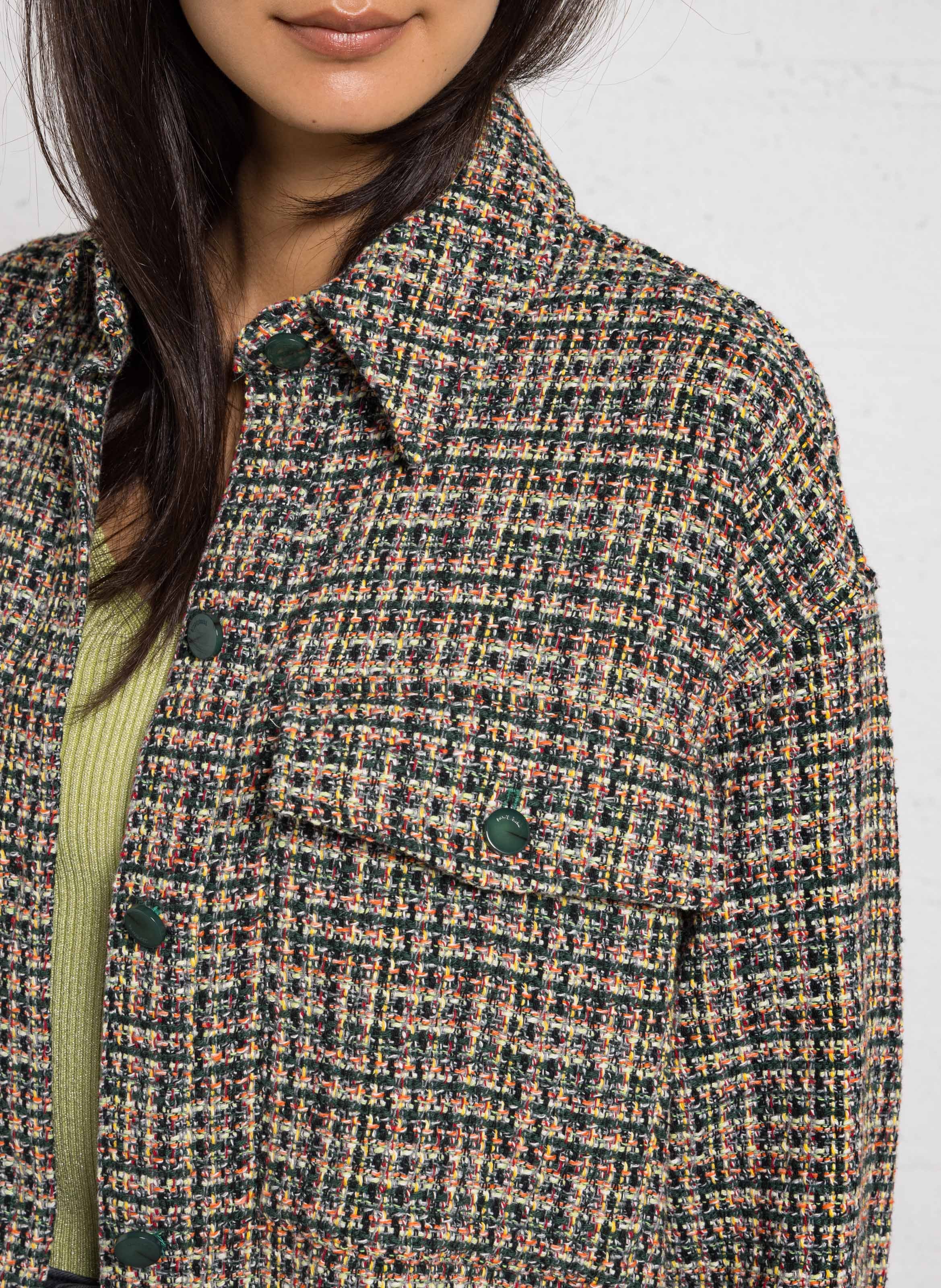 Chemise oversize en tweed de coton mélangé IMPERIAL Vert