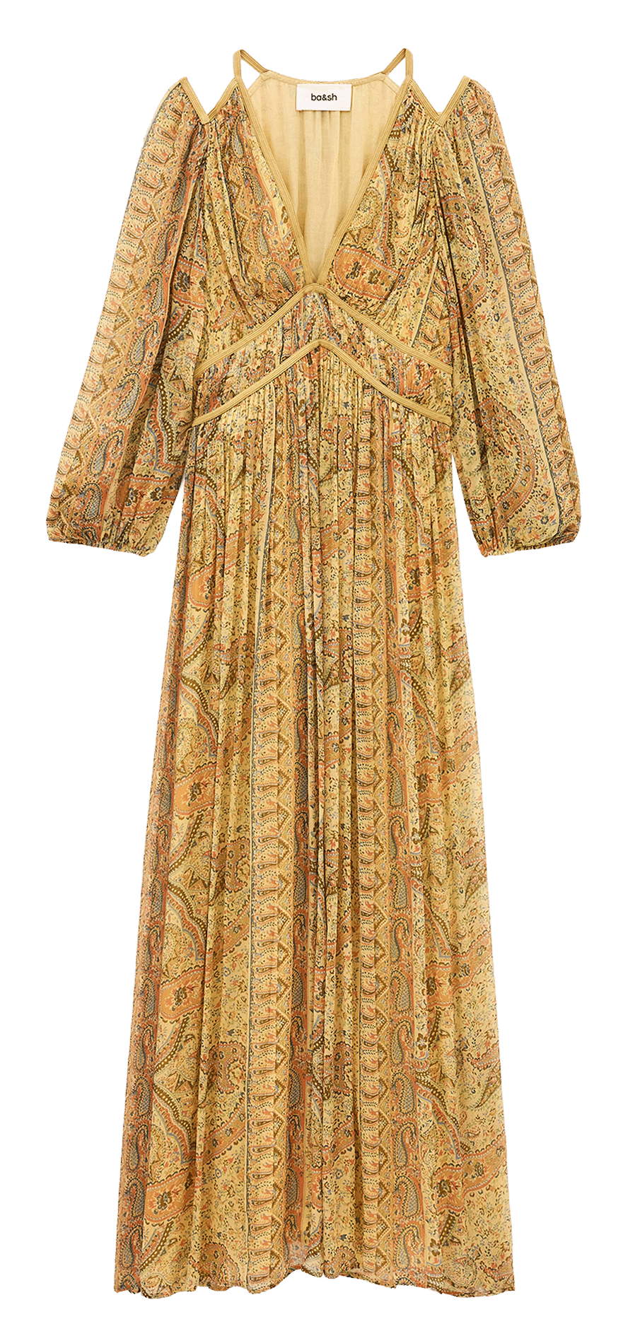 Langes, bedrucktes Kleid mit V-Ausschnitt BA&SH