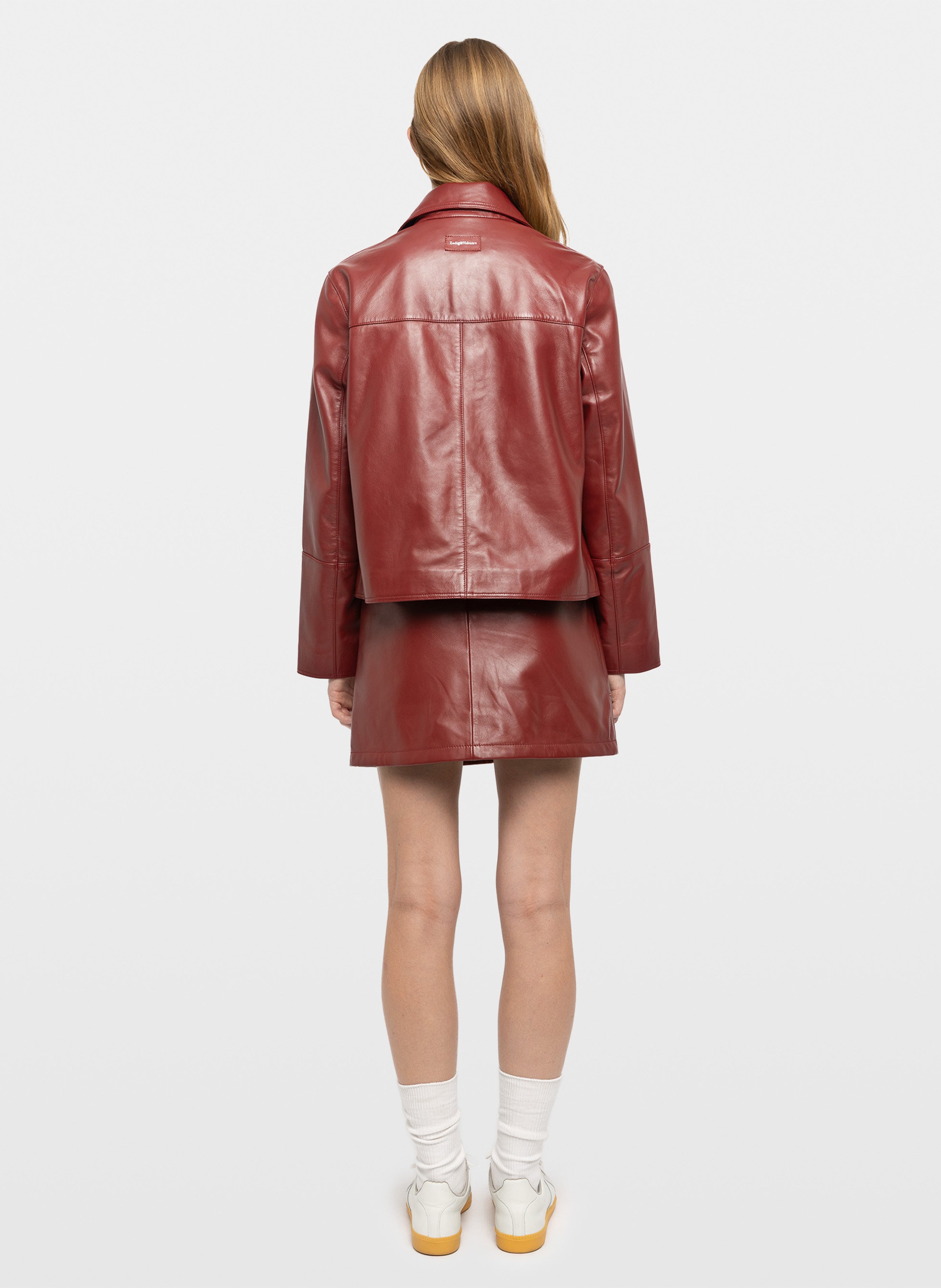 Veste droite en cuir ZADIG&VOLTAIRE Rouge