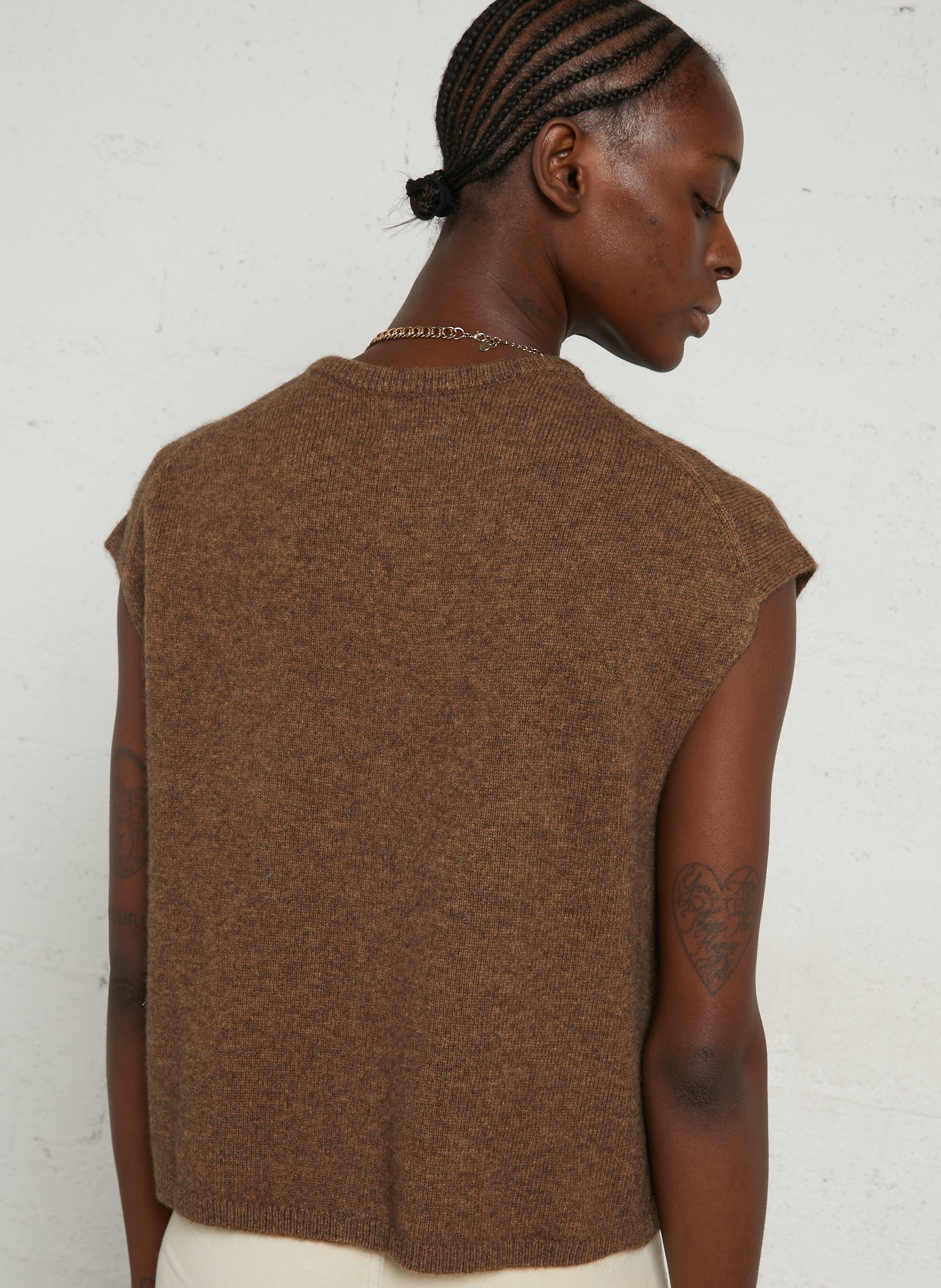 Gilet col rond en laine MAISON 123 Marron