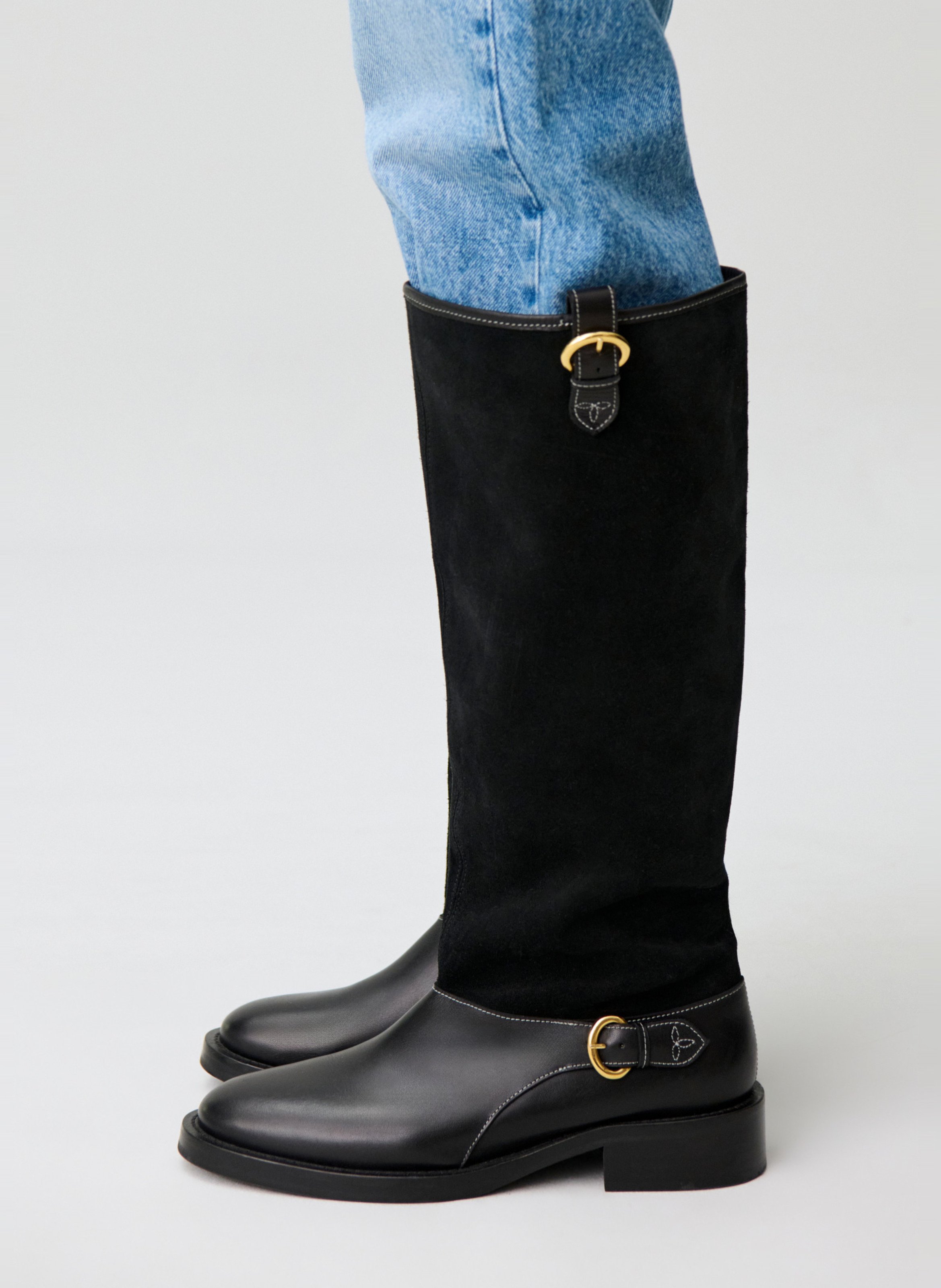 Bottes bi-matière à boucle | Noir CLAUDIE PIERLOT Femme
