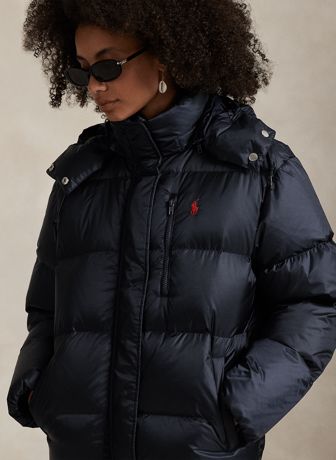 Doudoune col montant à capuche POLO RALPH LAUREN Bleu