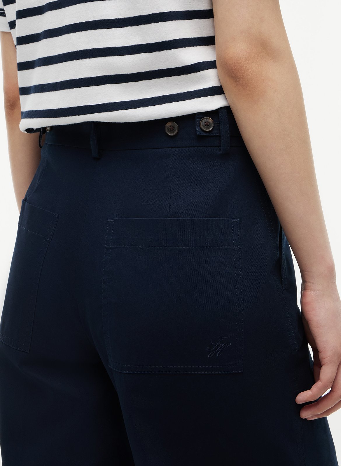 Straight pleated cotton pants TOMMY HILFIGER Blue