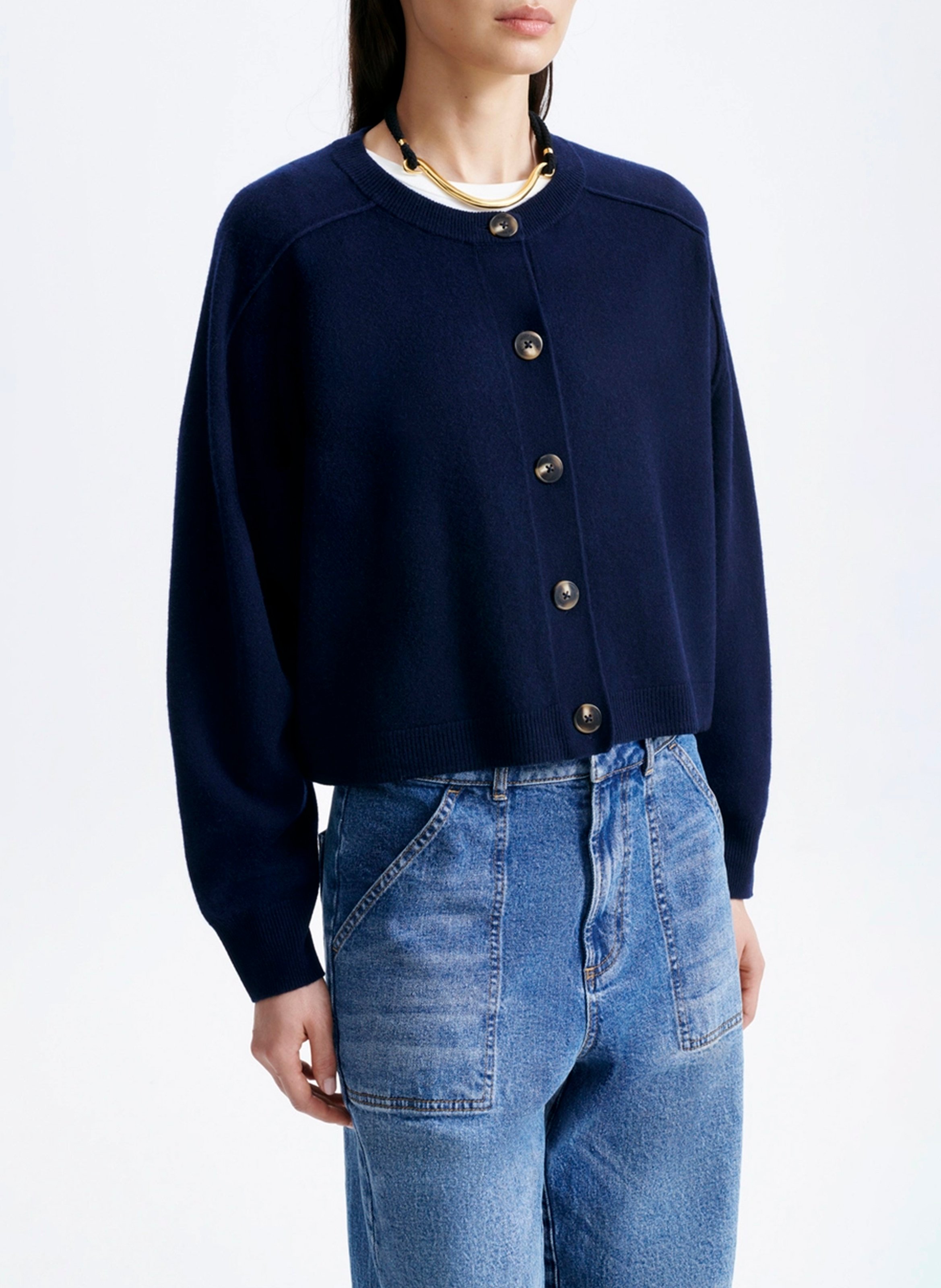 Ruime ronde hals cardigan in wol VANESSA BRUNO Blauw
