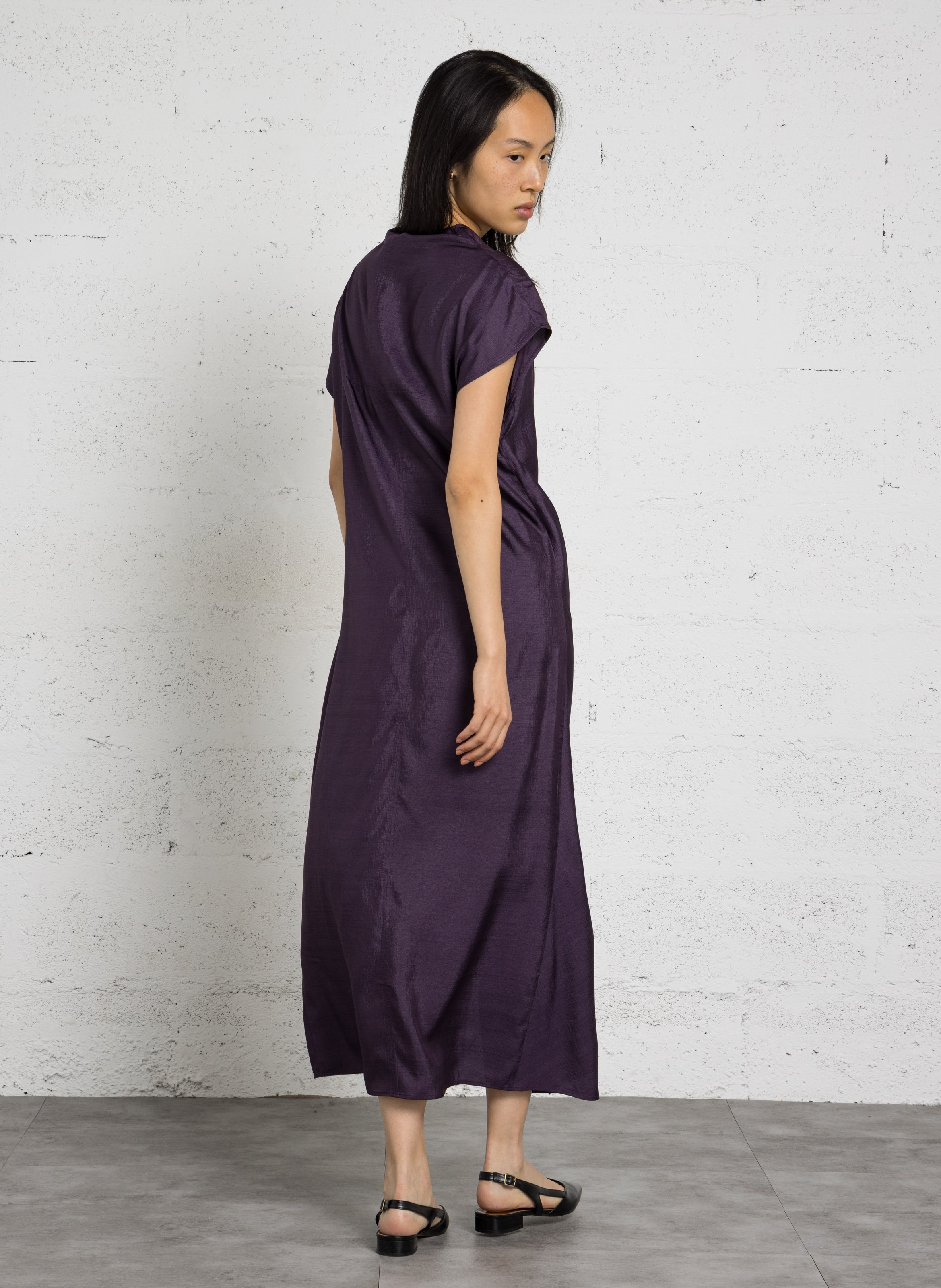 Robe midi col montant en soie SOEUR Violet