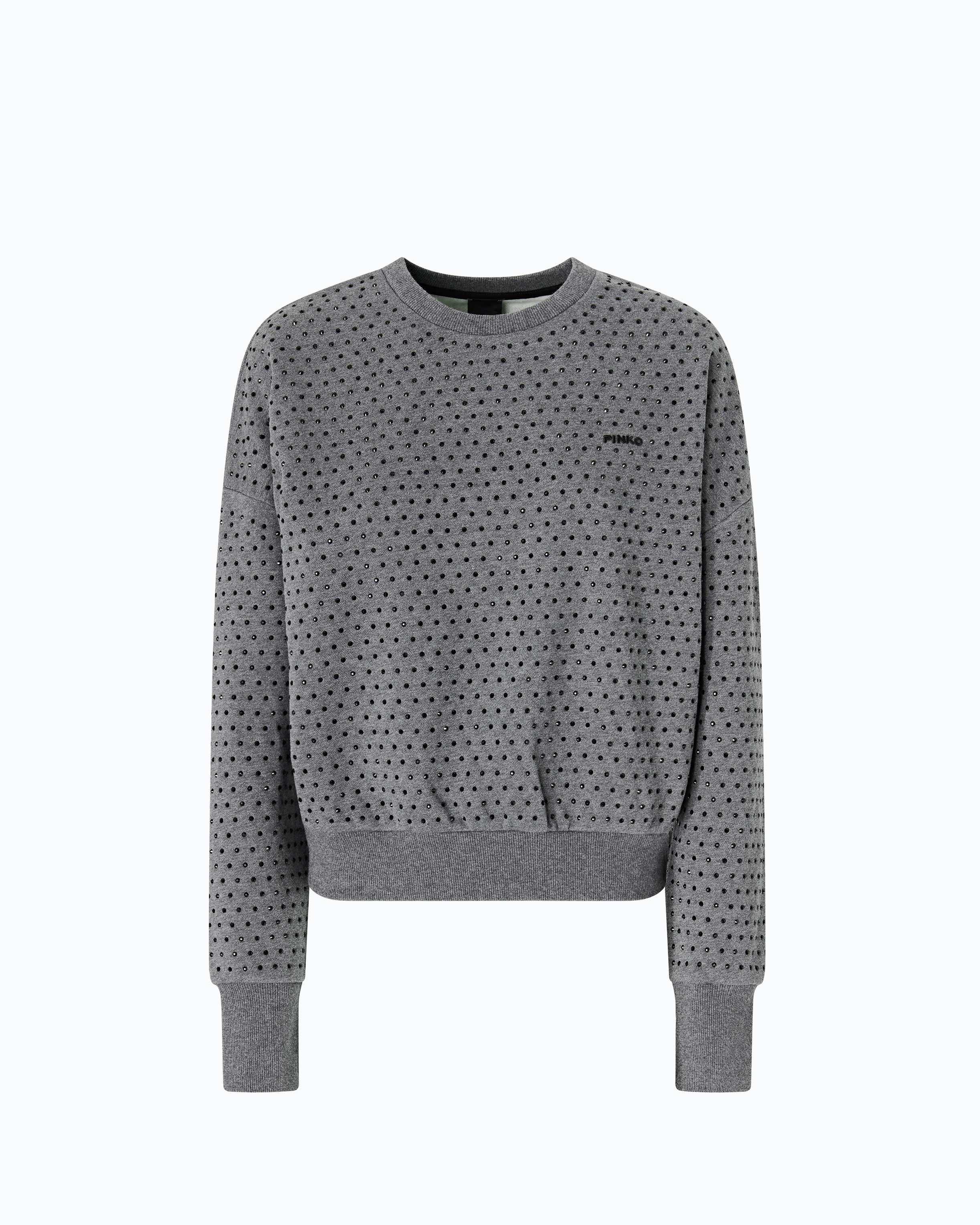 All-over rhinestone sweatshirt PINKO Grey